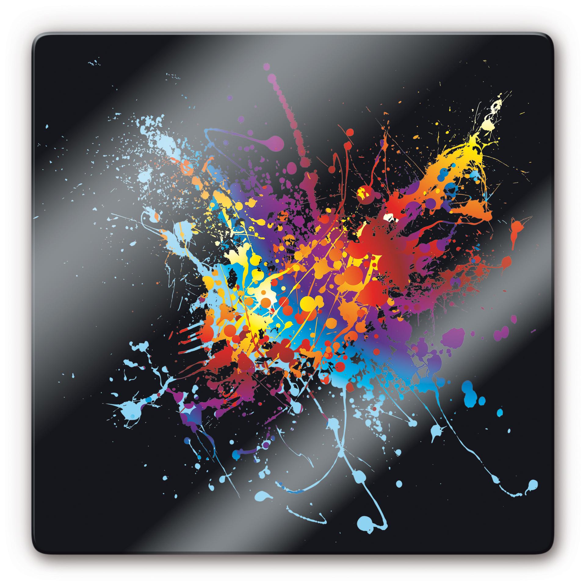 Tableau en verre - Explosion de couleurs - carré