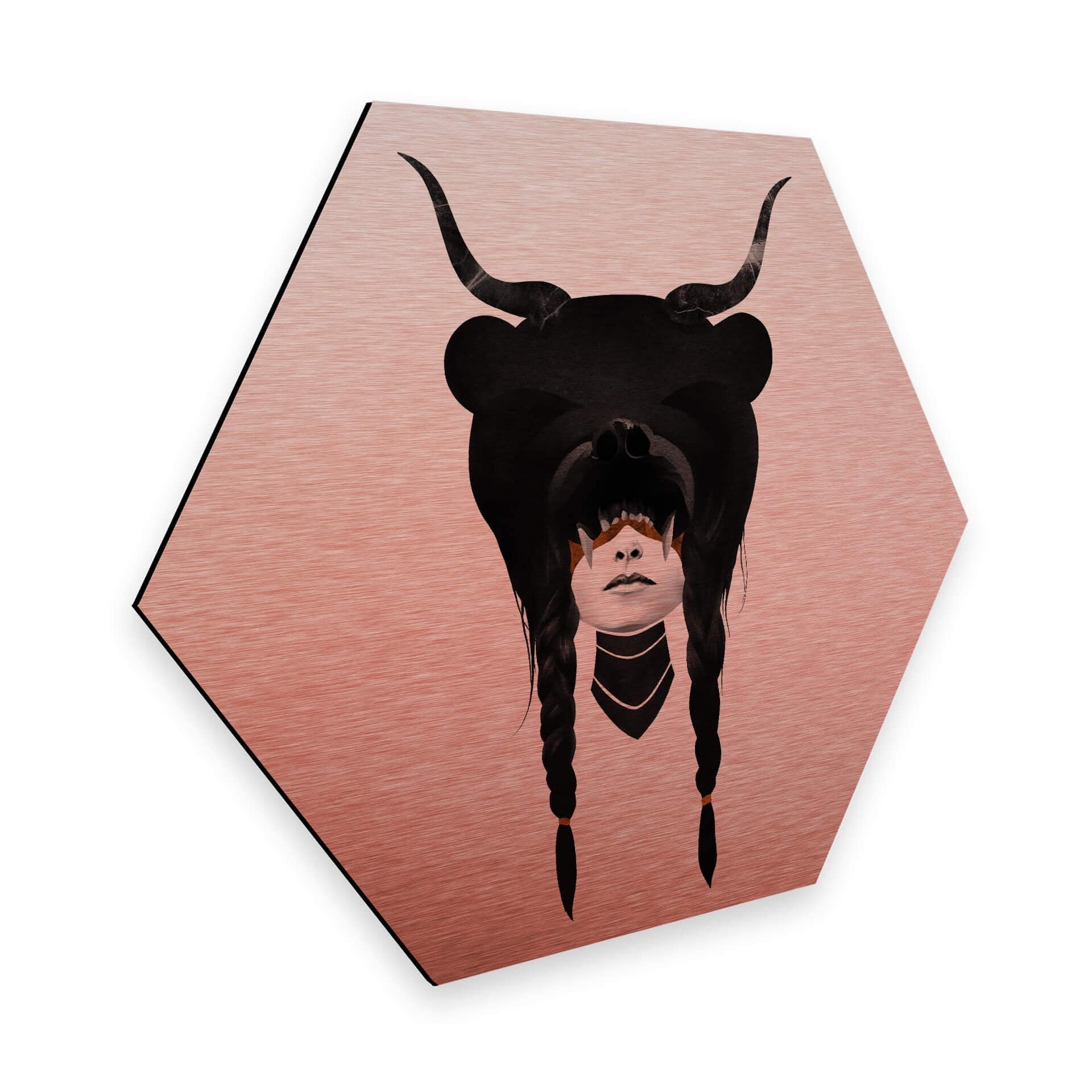 Hexagone - Tableau sur alu-Dibond-Effet cuivré Ireland - Bear Warrior