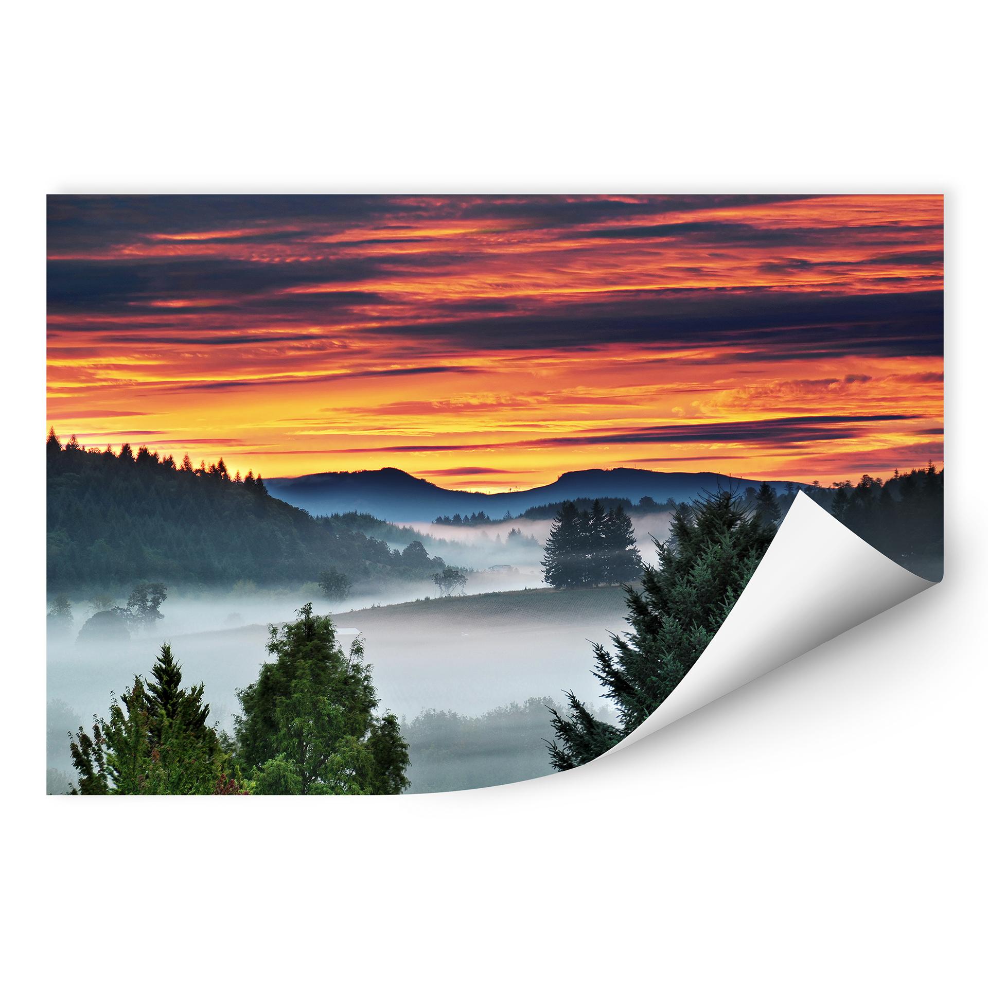 Zelfklevende Poster - Foggy Mountains