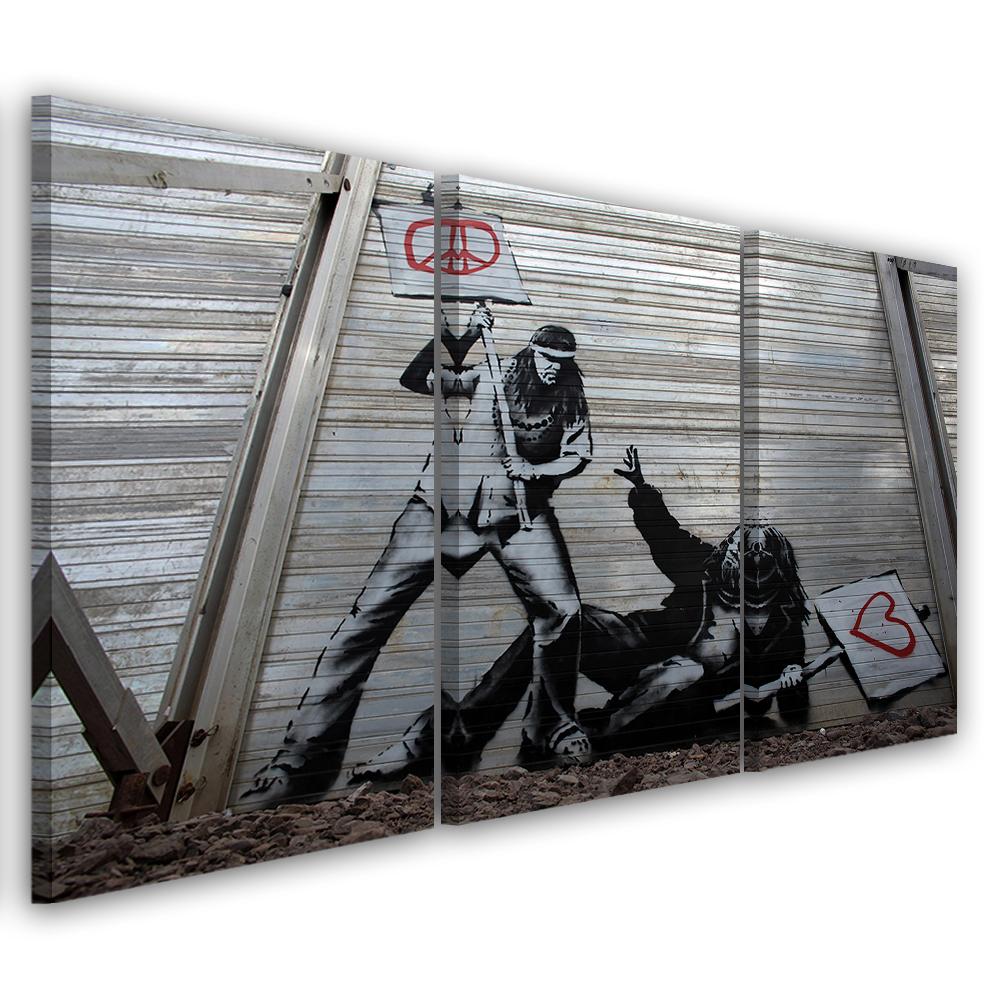 3 stykke lærredstryk, Banksy lærredstryk Street Art