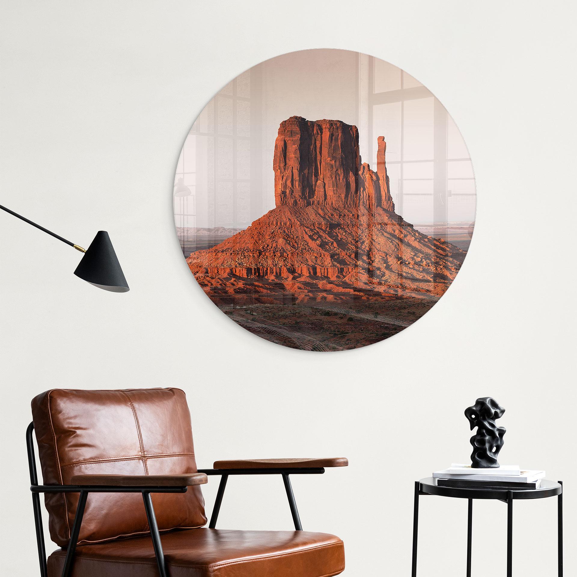 Glasbillede - Klippeformation i Monument Valley - Hugonnard - Rund