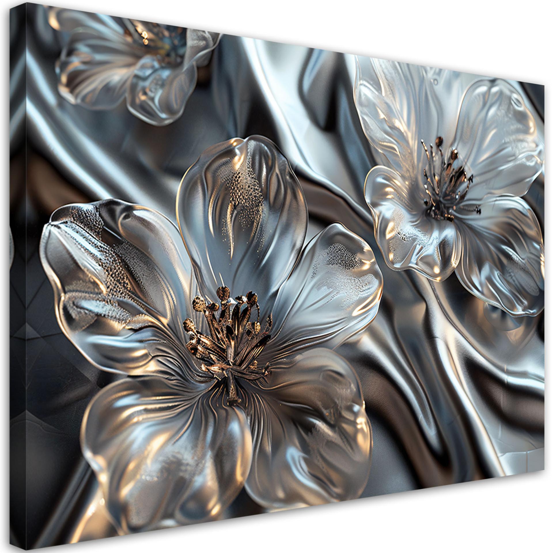 Canvasbillede, Elegante sølvblomster