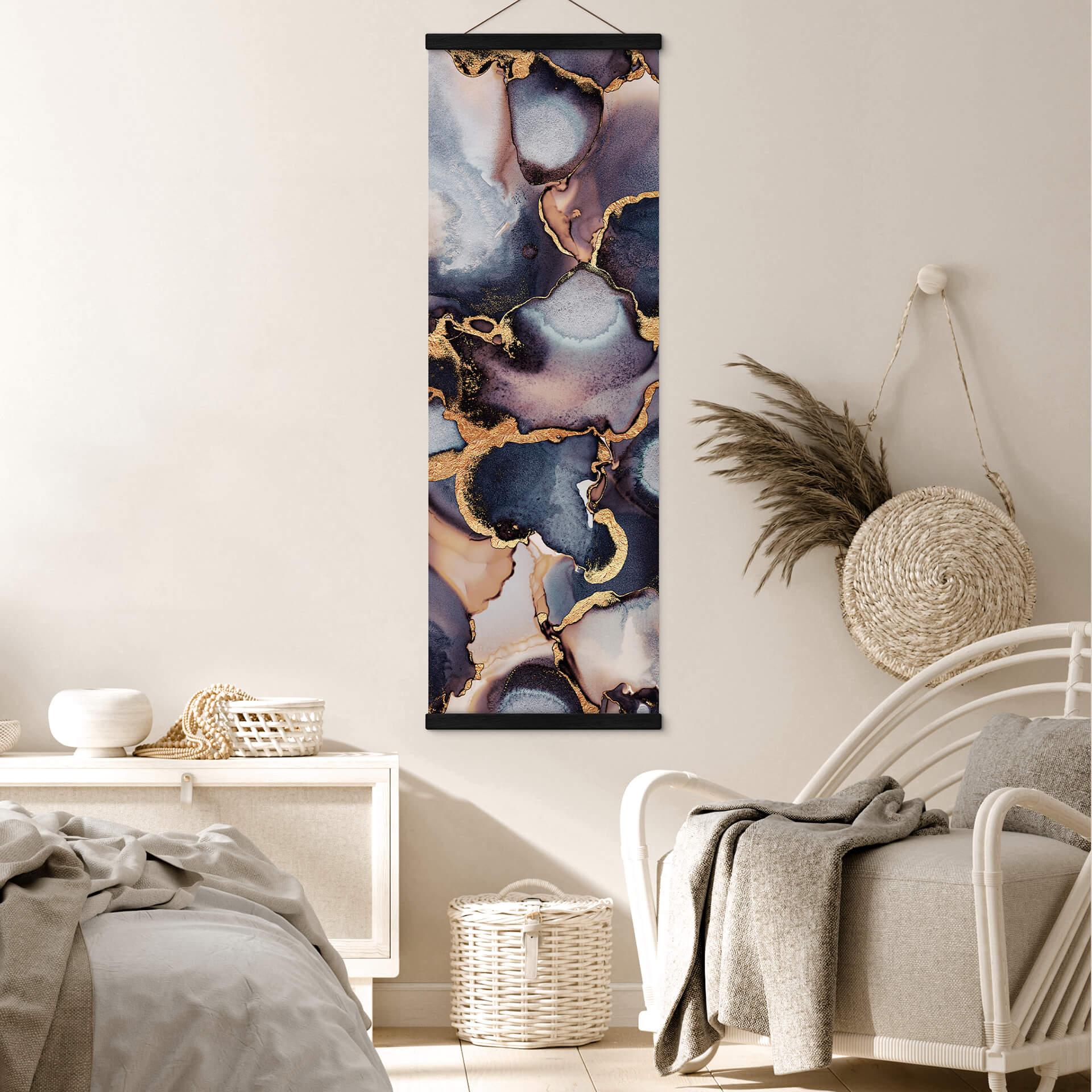 Tekstil plakat Fredriksson - Blækrose og guld - Panorama