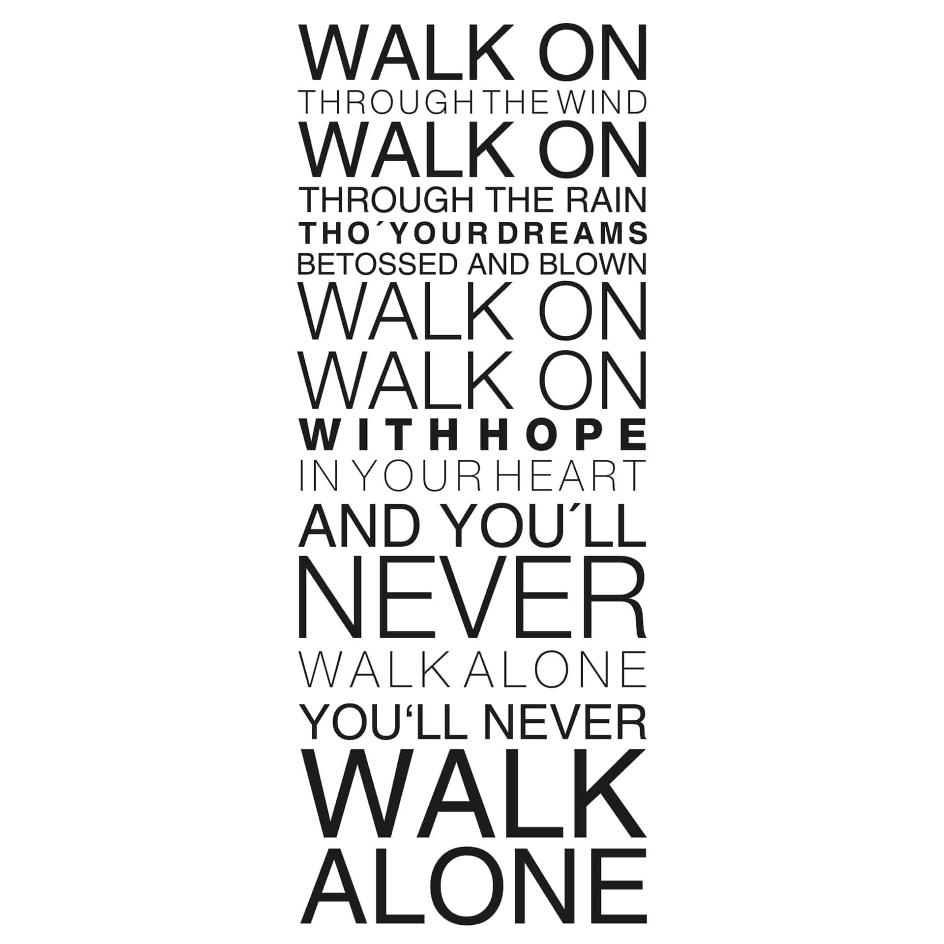Muursticker – You will never walk alone