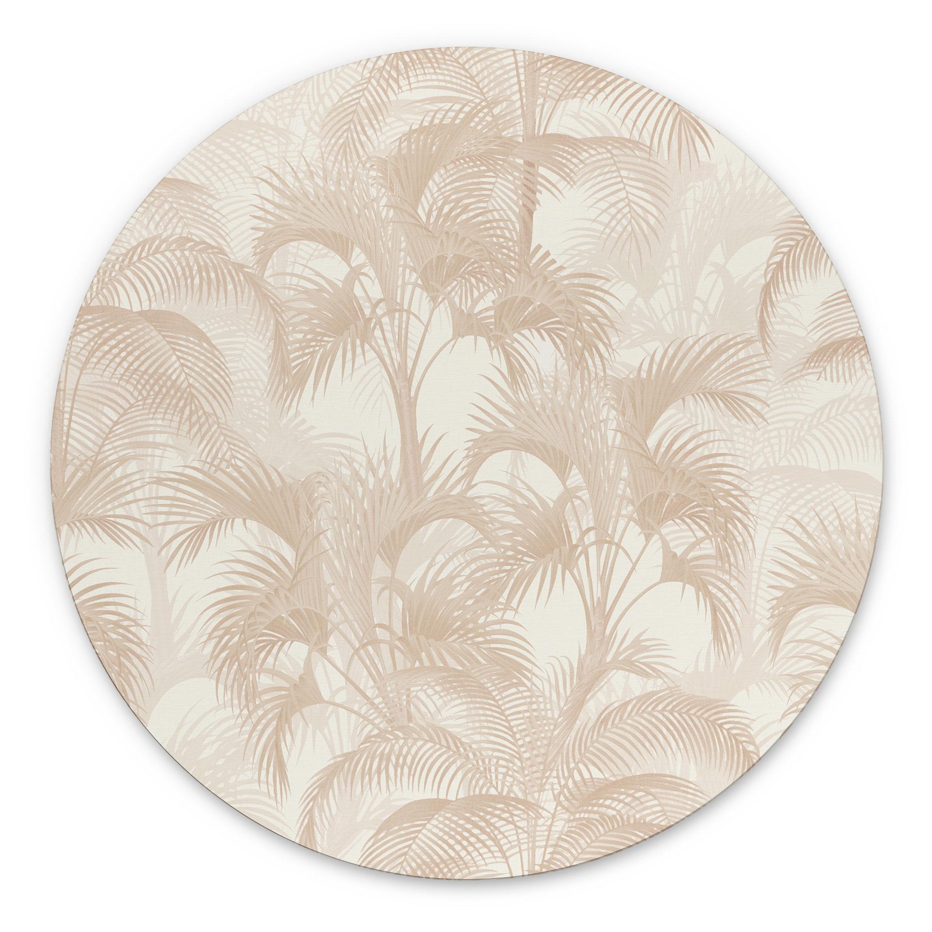 Billede af palmer i junglen beige - Bloomery Decor - Alu-Dibond Round