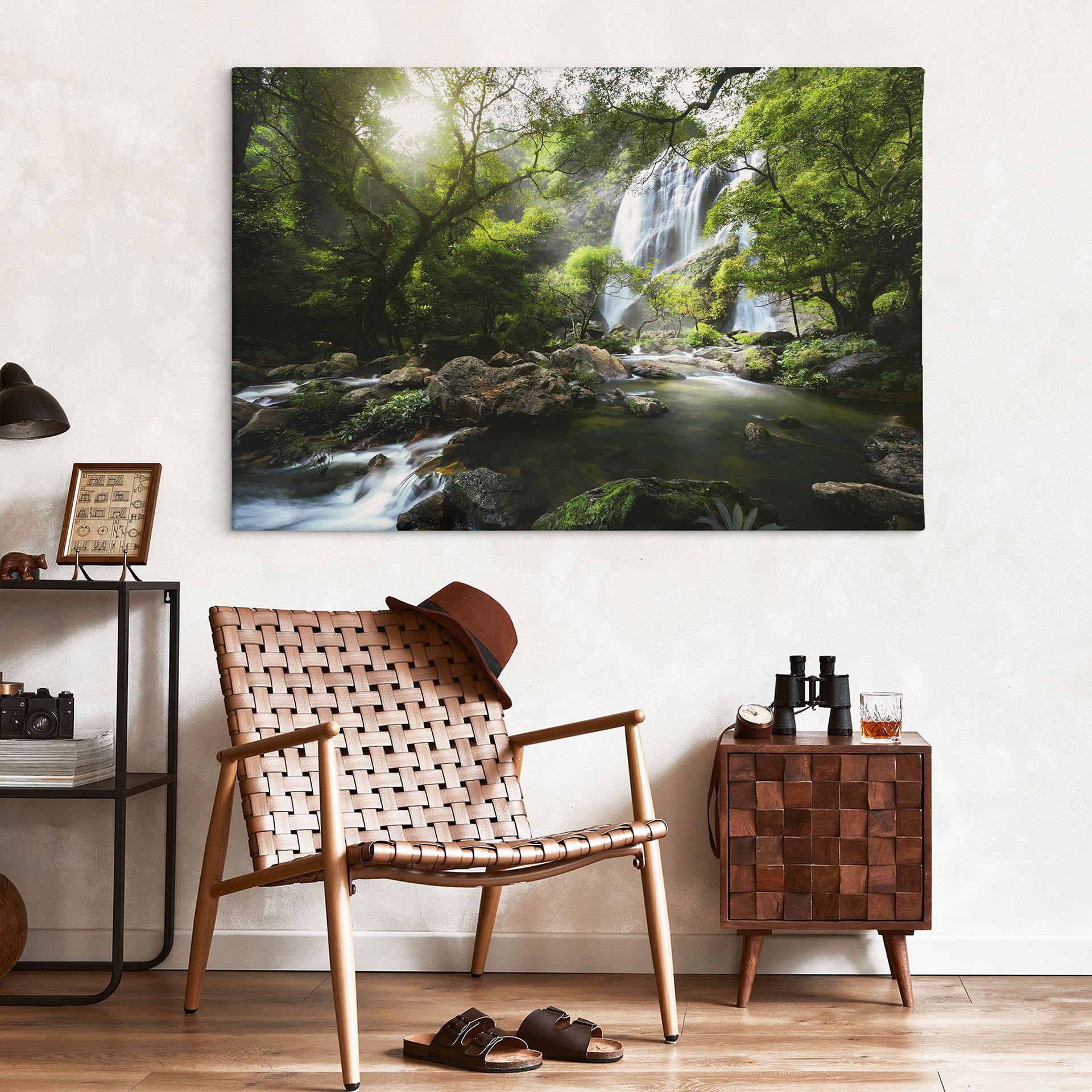 Cuadro lienzo cascada en el bosque - Fotografía de naturaleza - Foto