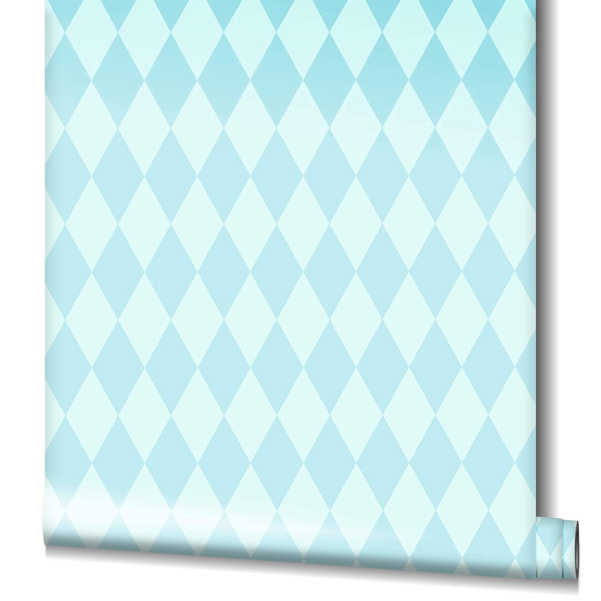 Vliestapete Rauten Grafisch Modern in Blau für Schlafzimmer