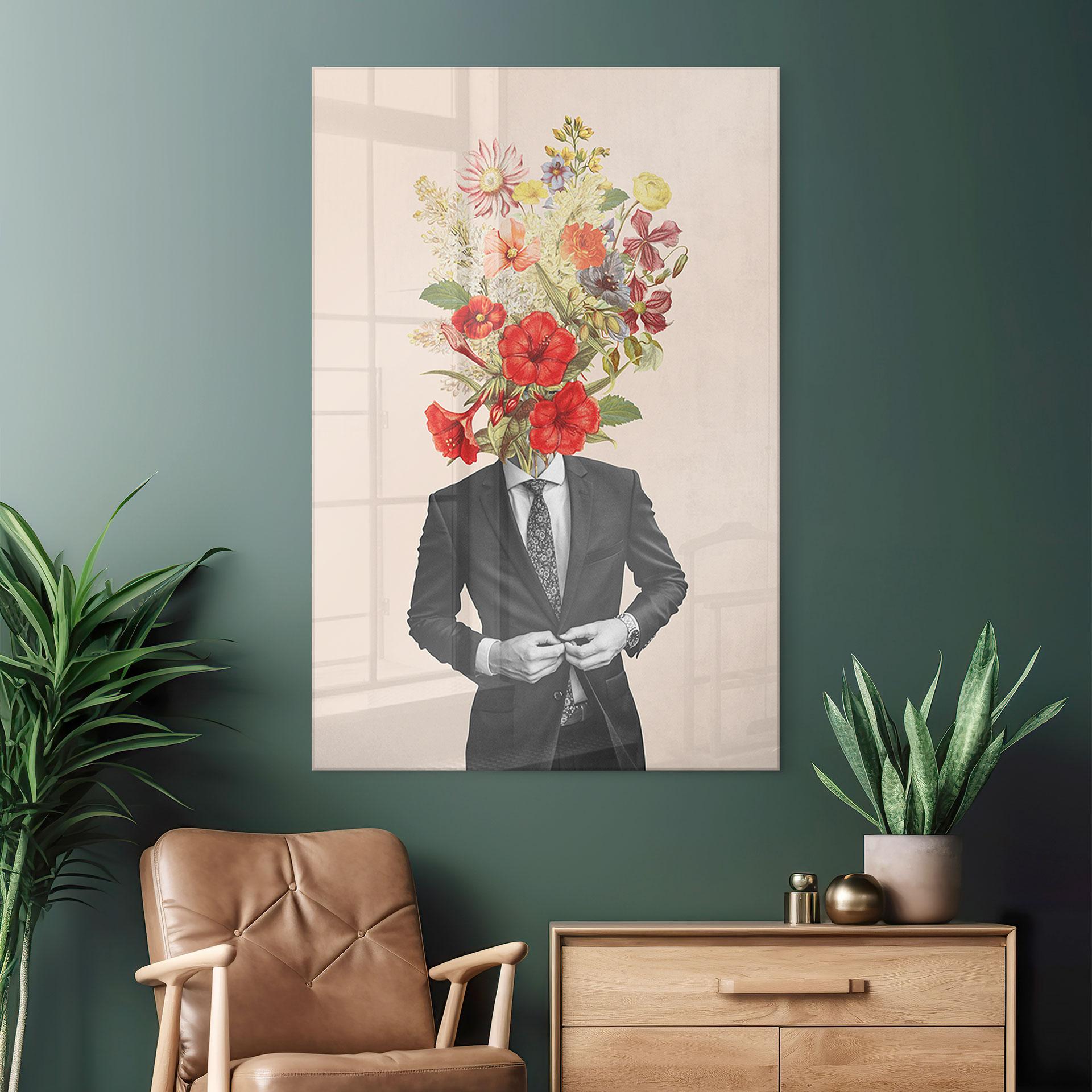 Akrylbillede Mand i jakkesæt med vilde blomster - Frida Floral Studio
