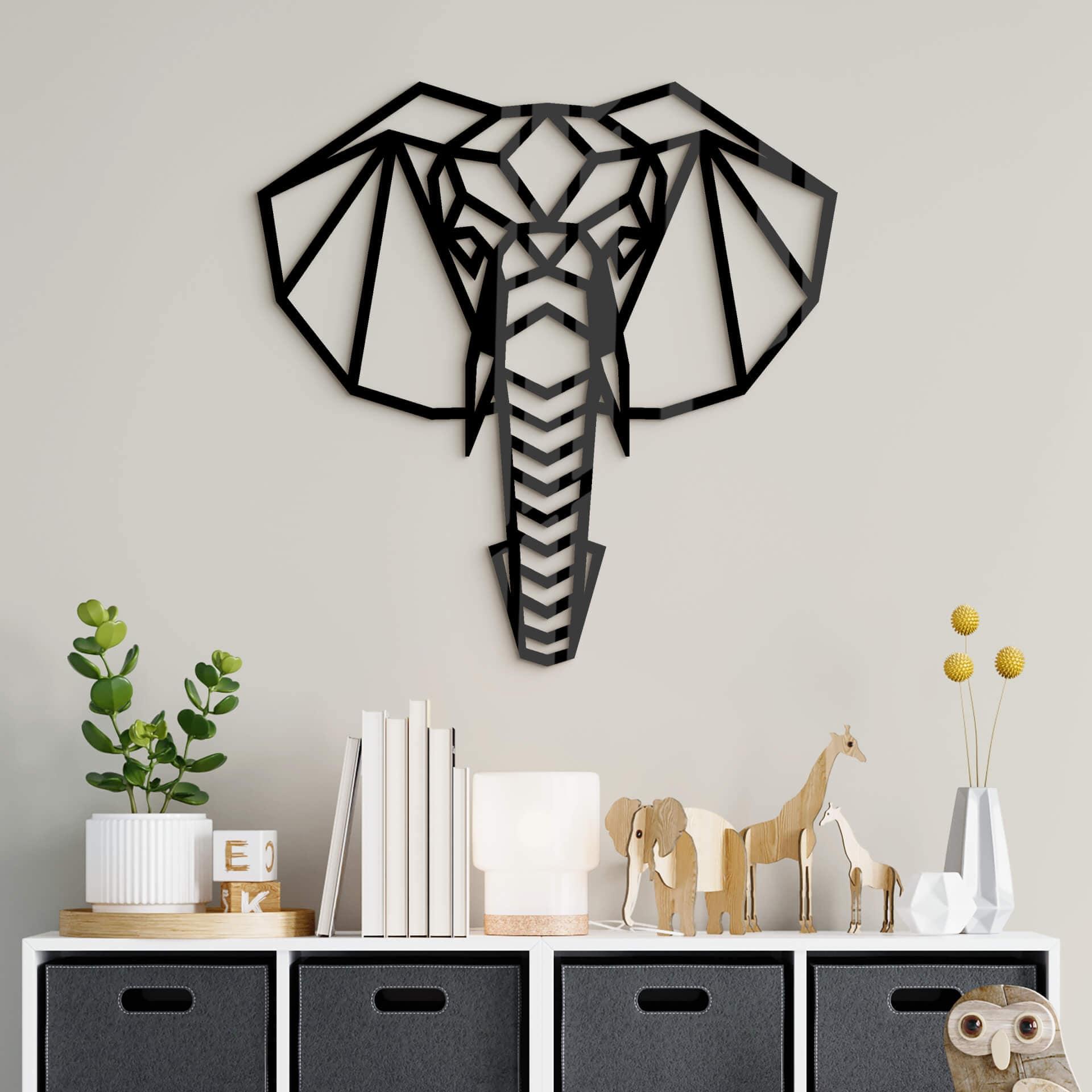 Decoración acrílica Origami cabeza de elefante