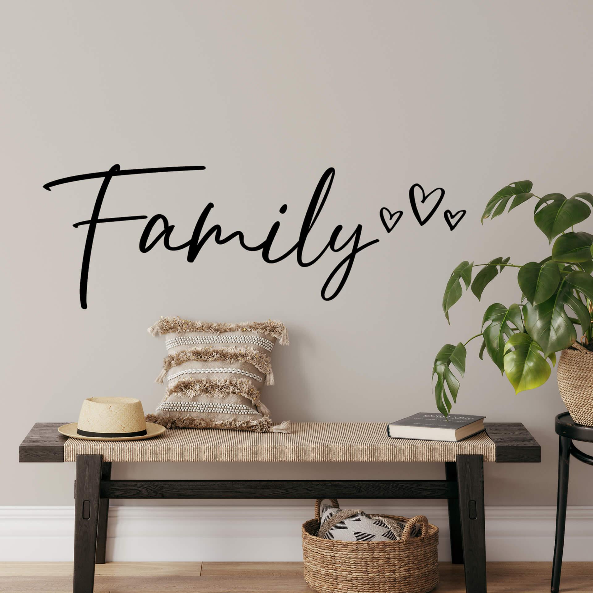 Sticker mural Famille avec 3 petits coeurs