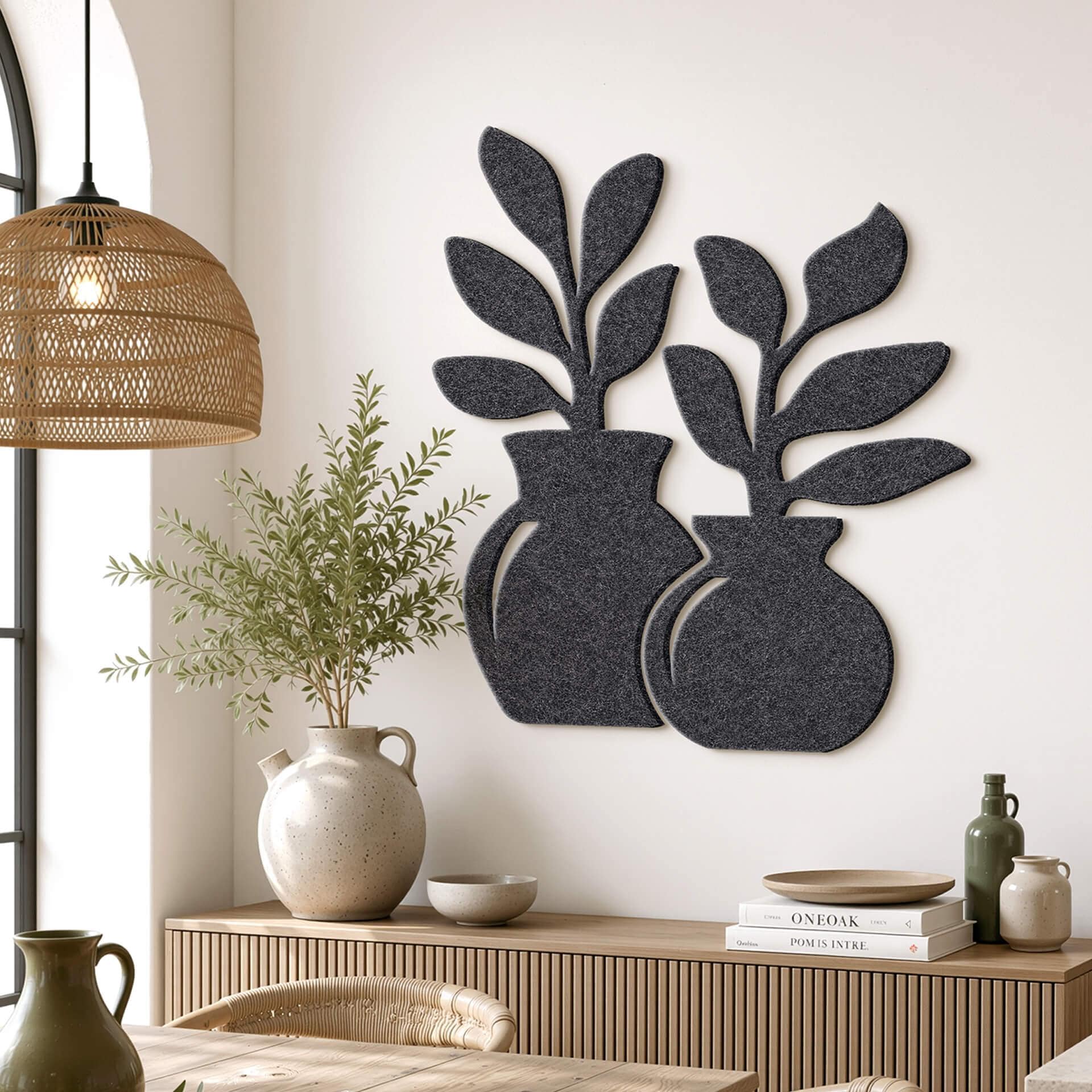 Decori in feltro - Ramo d'ulivo nel vaso