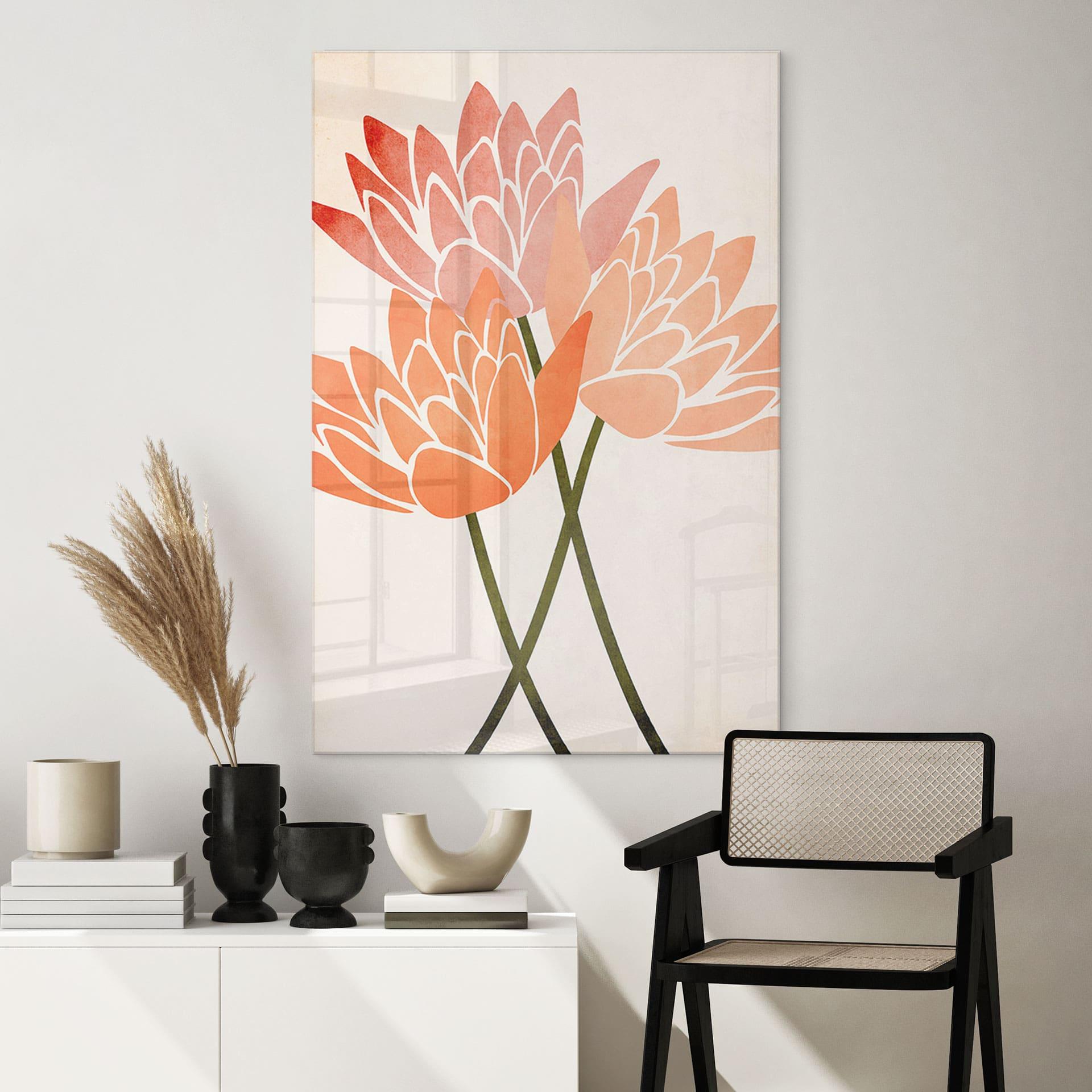 Akrylbillede Farverige lotusblomster - Kubistika