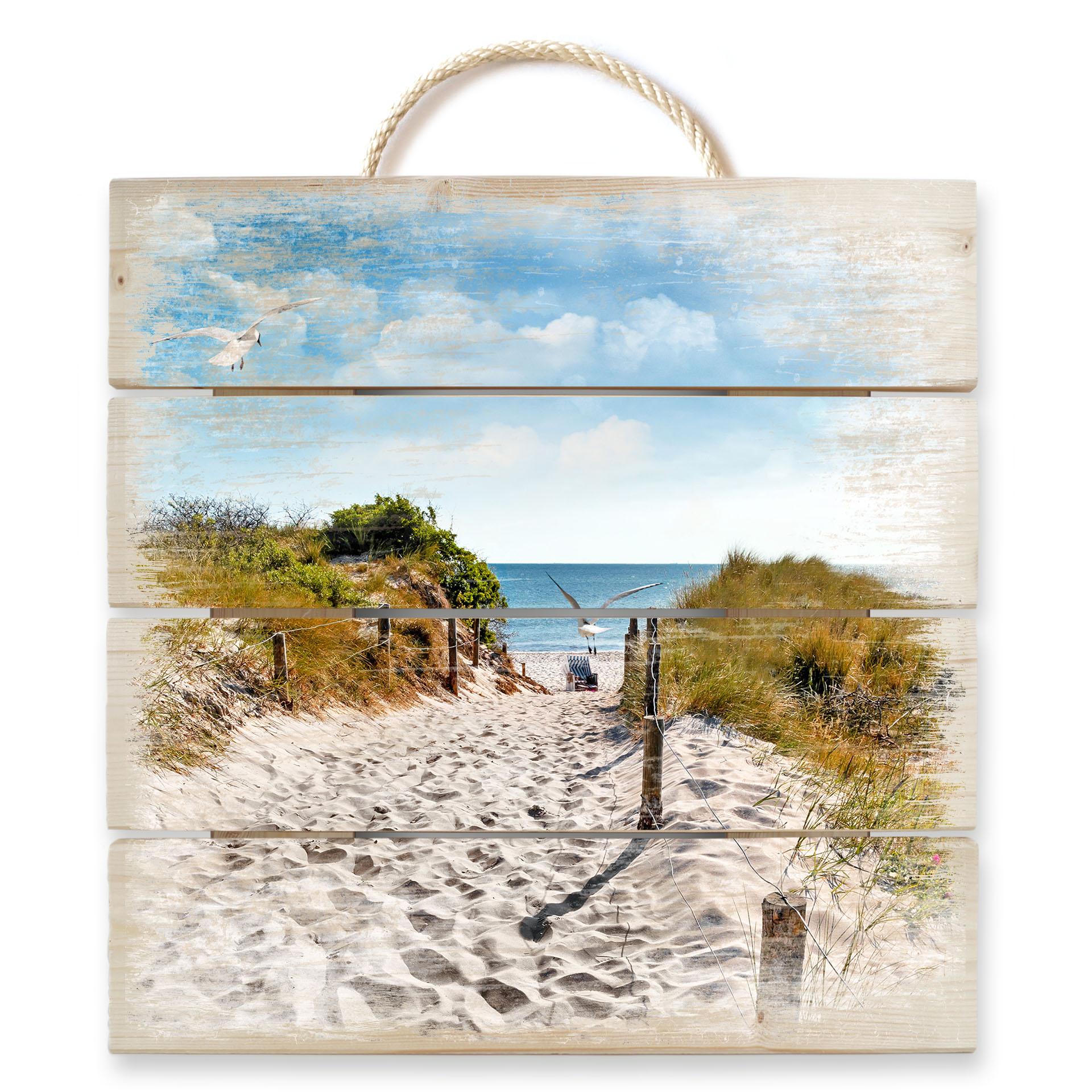 Cuadro de madera Camino a la playa - 40x41,5 cm