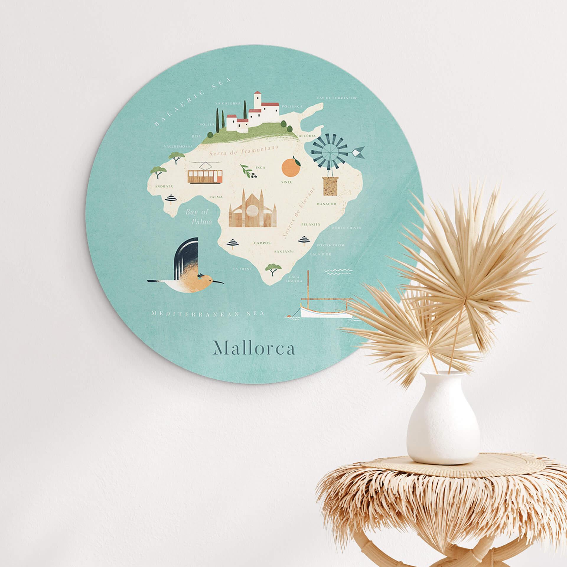 Vægcirkel Rivers - Mallorca – print på aluminium (Alu-Dibond)