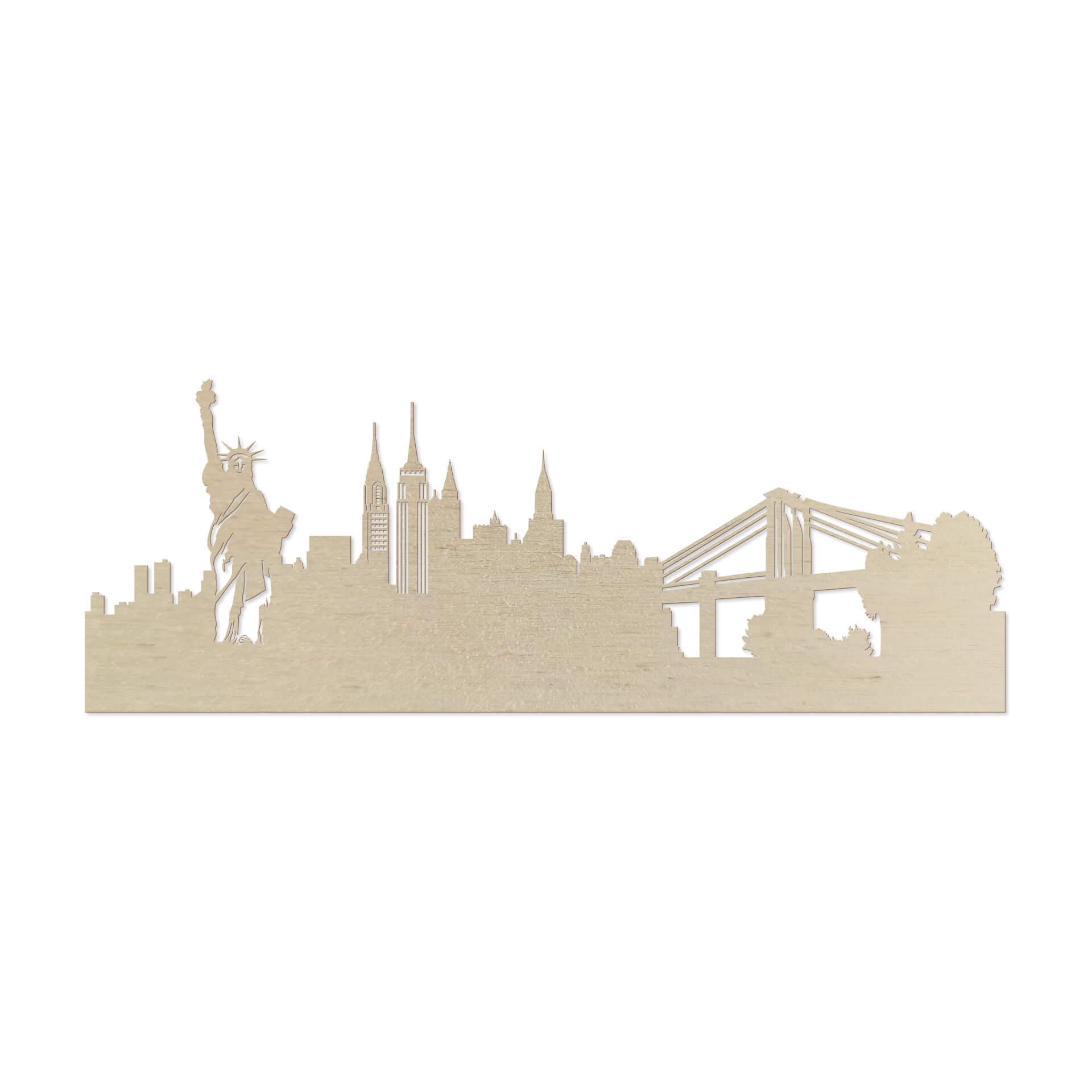 Chapa de álamo Wood Art - Skyline New York