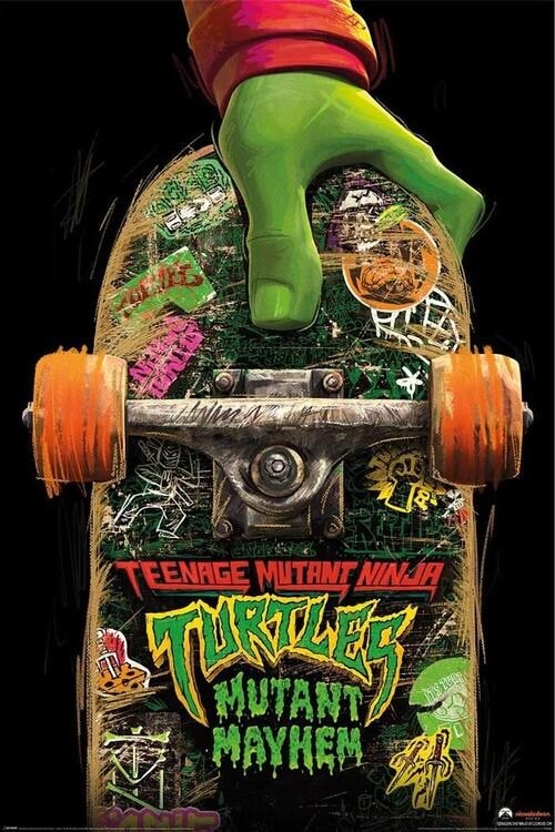 Poster, filmposter Teenage Mutant Ninja Turtles: Mutant Mayhem - Skate Board 61x91,5 cm