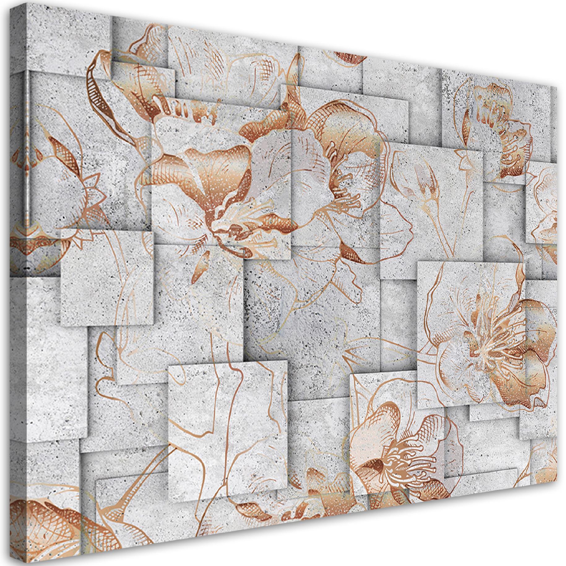 Canvasbillede, Liljer blomster 3D baggrund