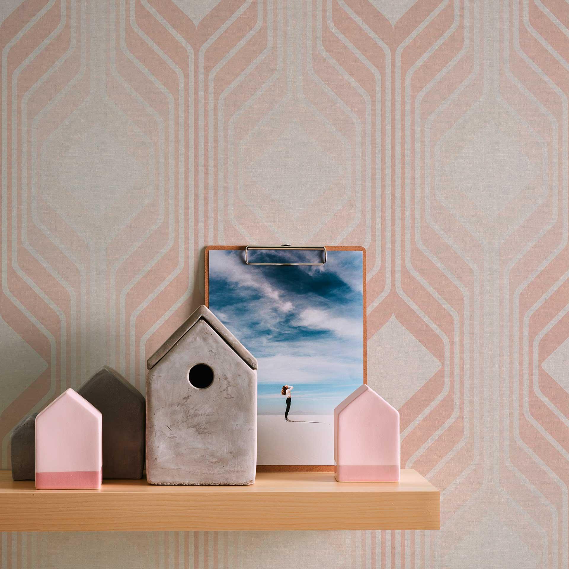 Retro tapet creme beige - vintage ikke-vævet tapet abstrakt - tapet med mønster struktureret tapet med afskalning og klæbning