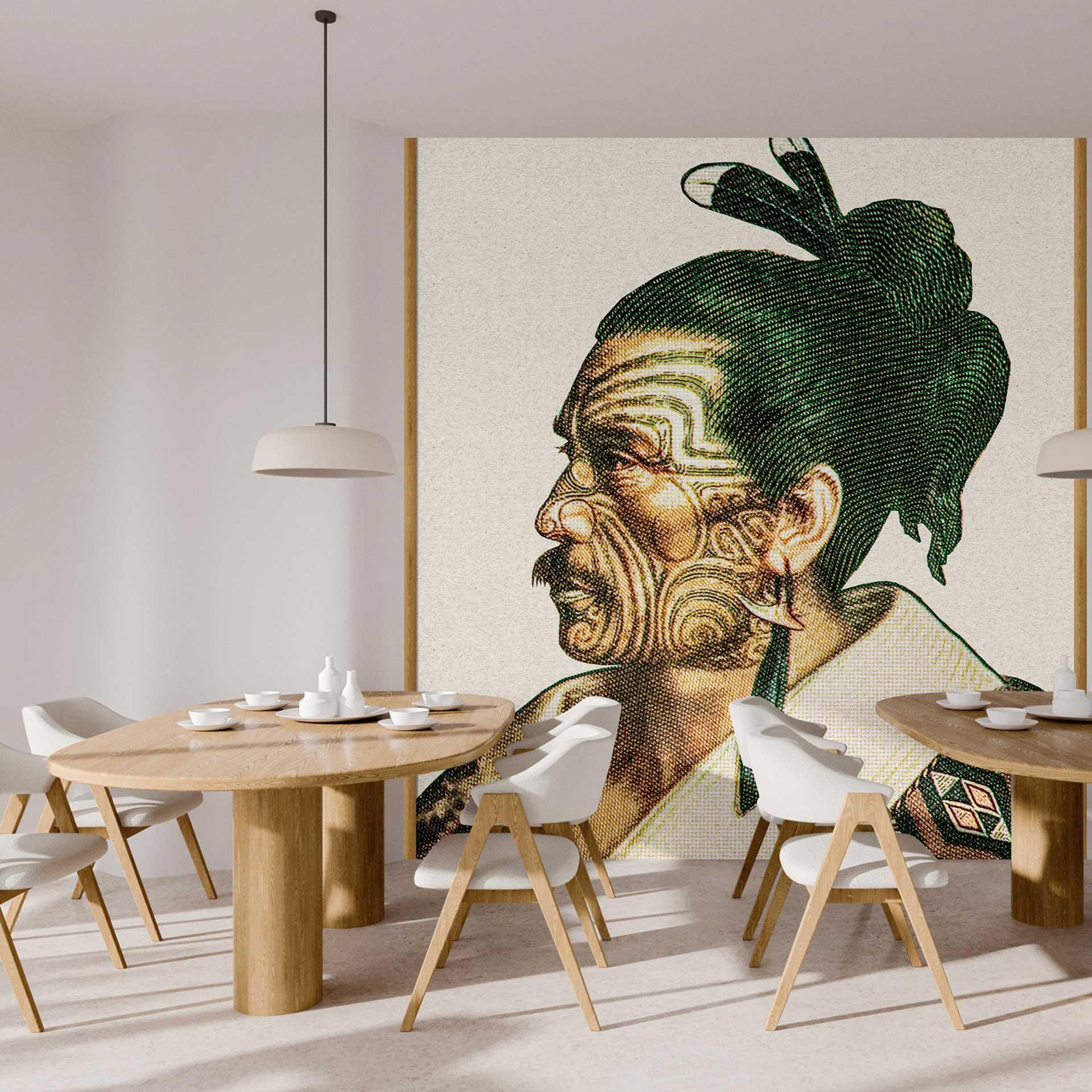 Kulturelt fototapet med traditionelt maori-motiv - non-woven tapet