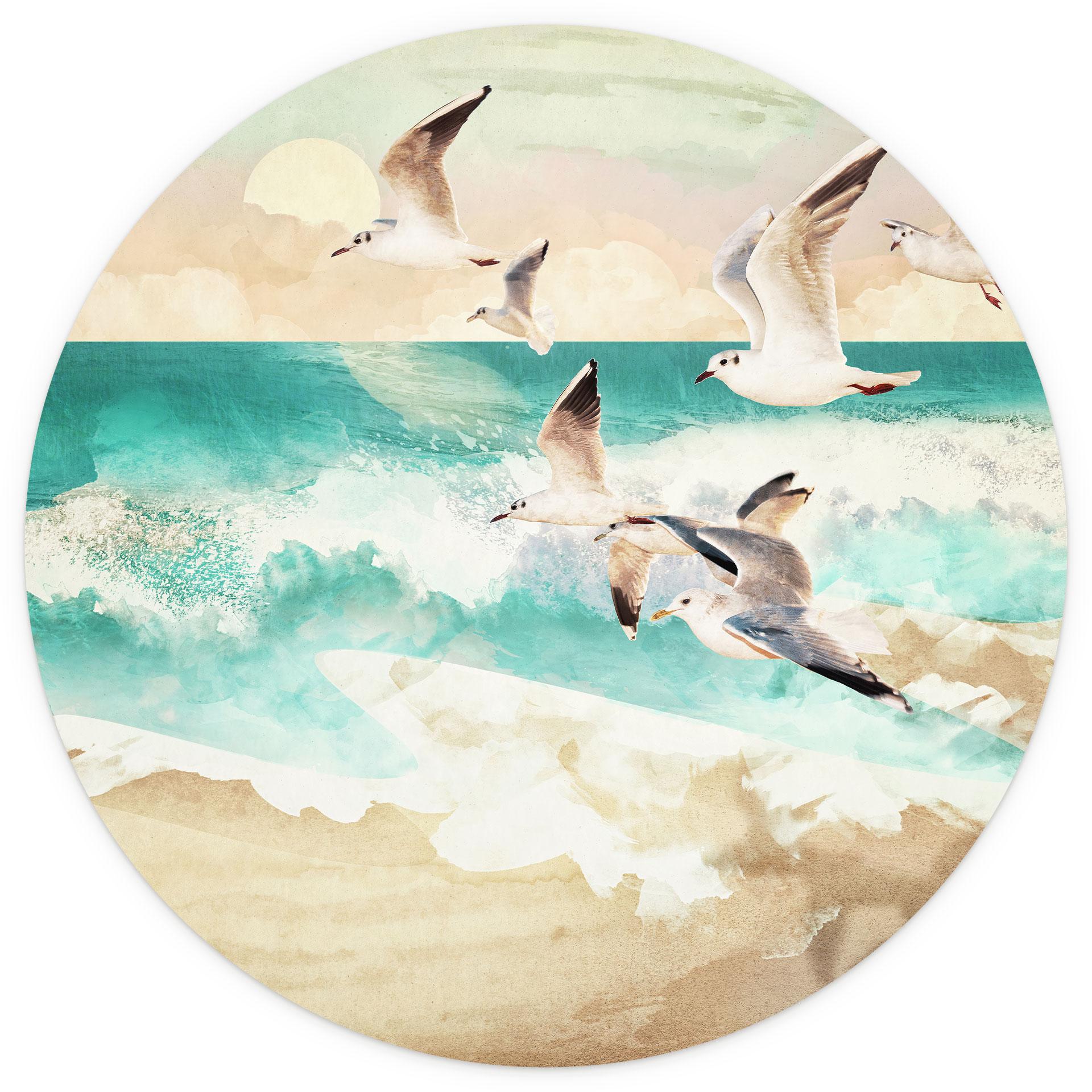 Behangcirkel Zeemeeuwen op het strand - SpaceFrog Designs - vliesbehang/zelfklevend vliesbehang