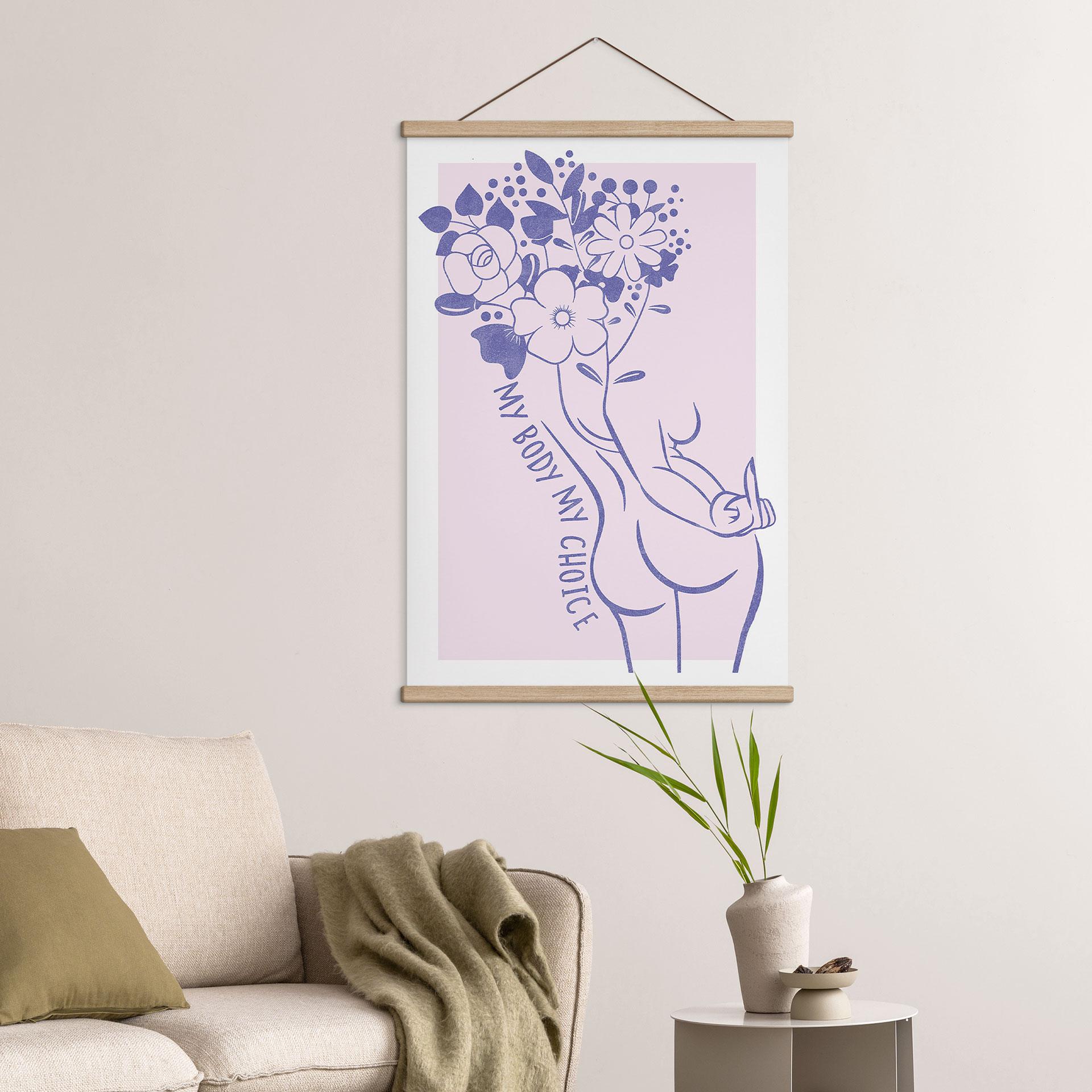 Obraz tkaniny Body Positivity - Line Art Floral