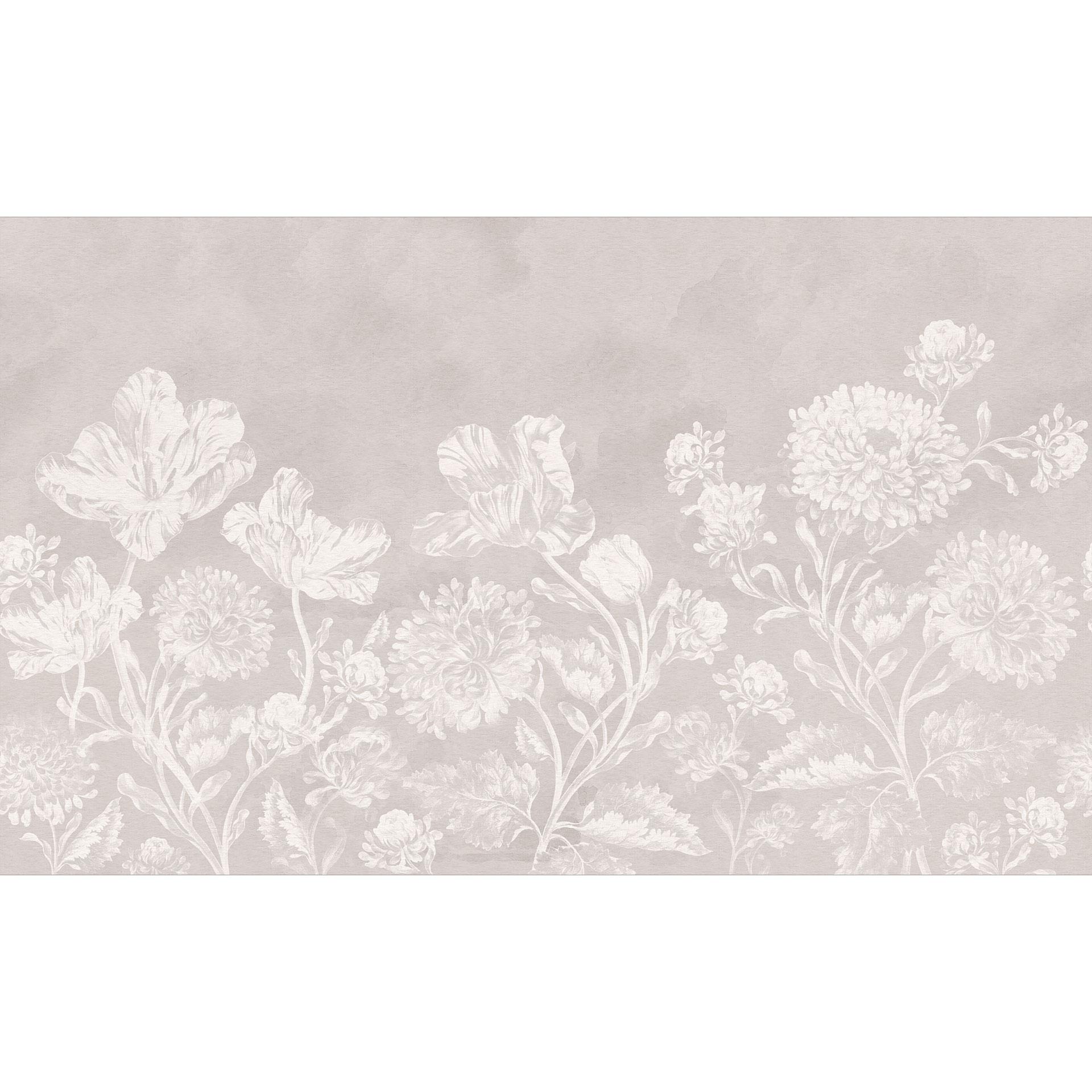 Bloemen Fotobehang wilde bloemen in krijtlook beige - Bloomery Decor