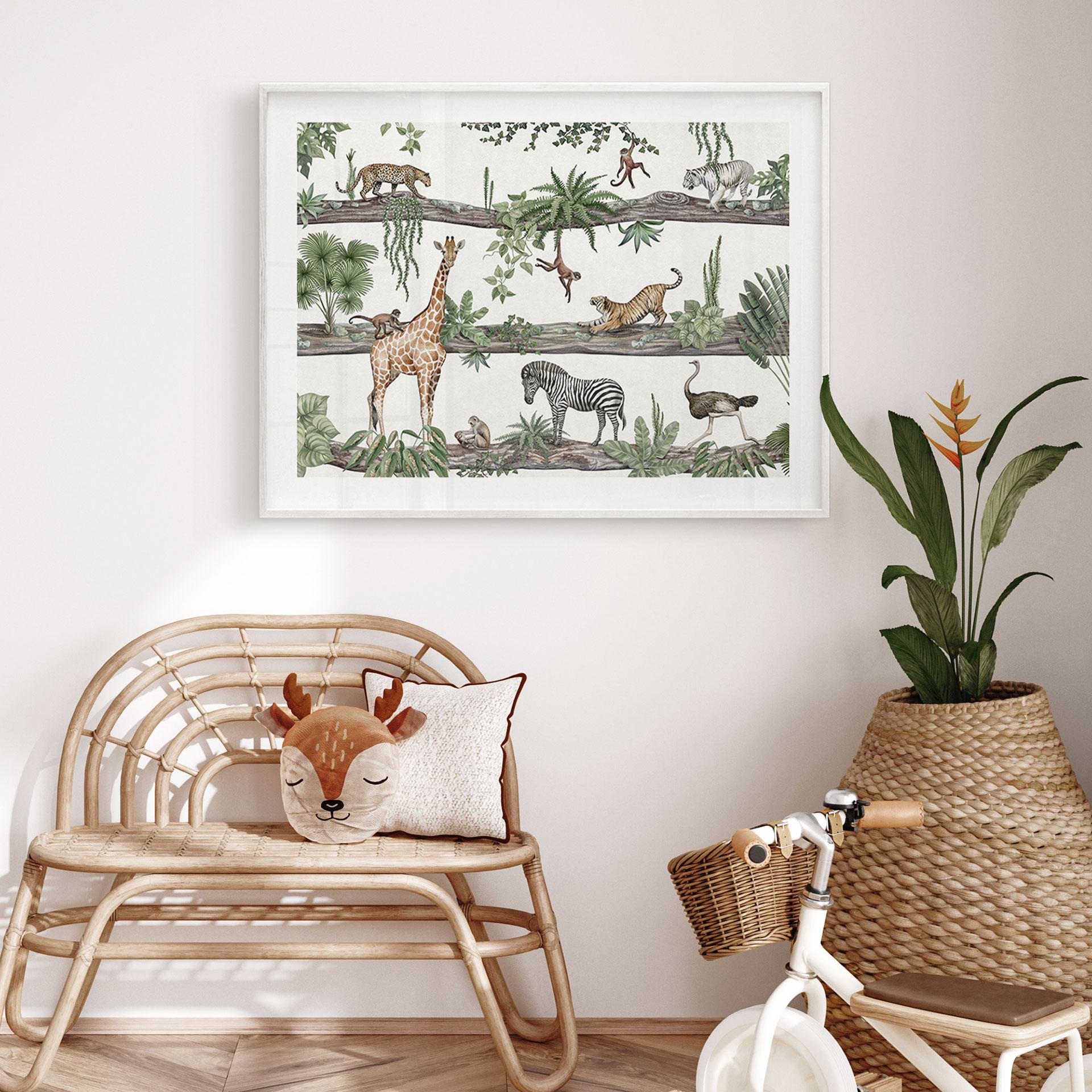 Plakat til børnehaven - Afrikanske dyr i junglen - Kikki Belle