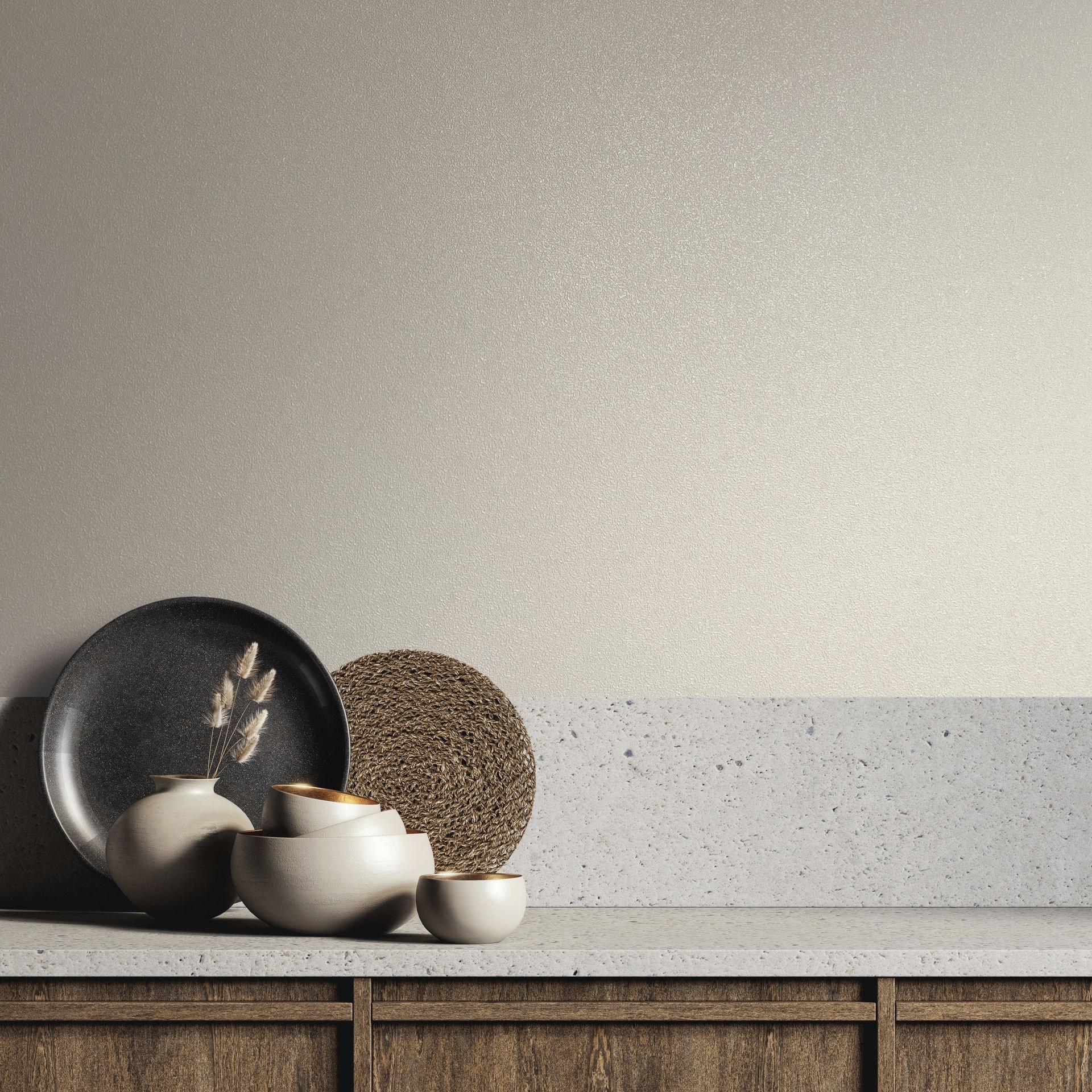 Vliesbehang structuur effen modern mat in wit beige