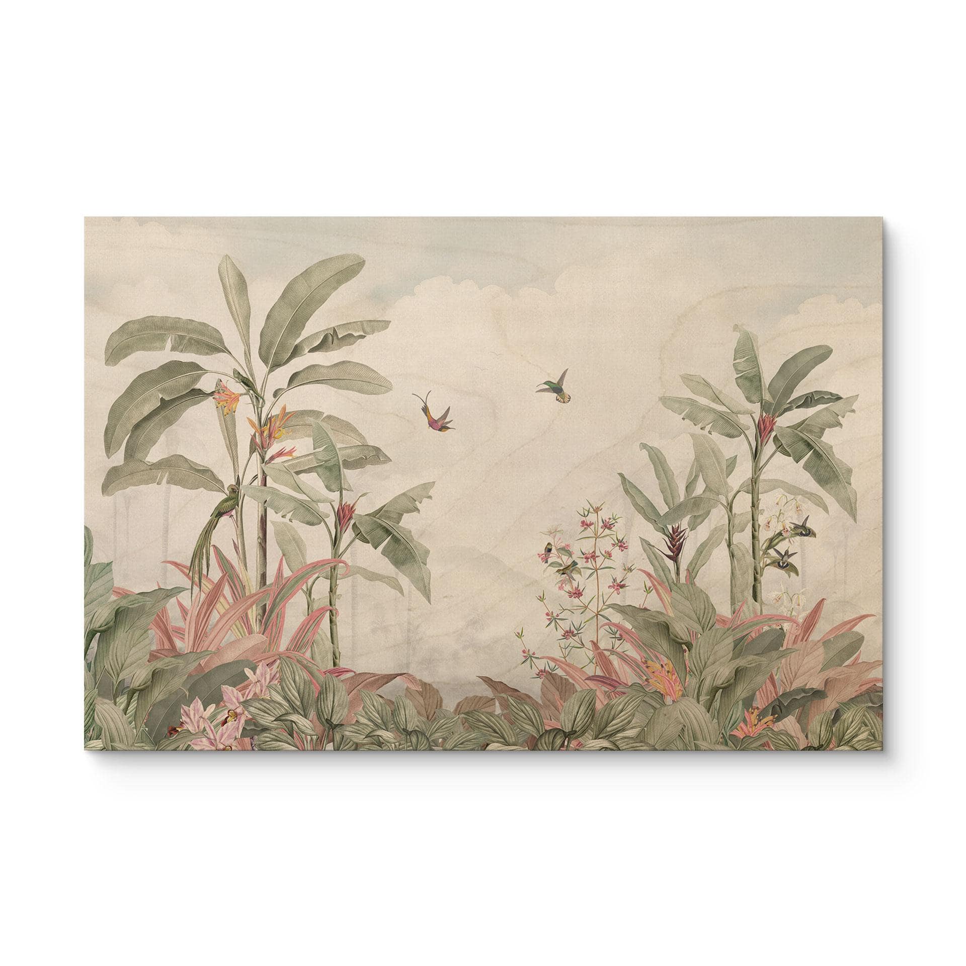 Billede af træ Tropisk idyl med kolibri blå - Bloomery Decor