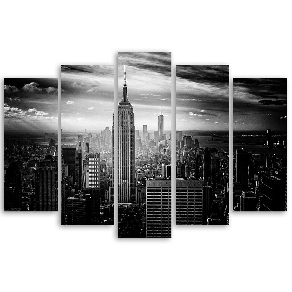 5-delige canvasdruk New York City zwart-wit