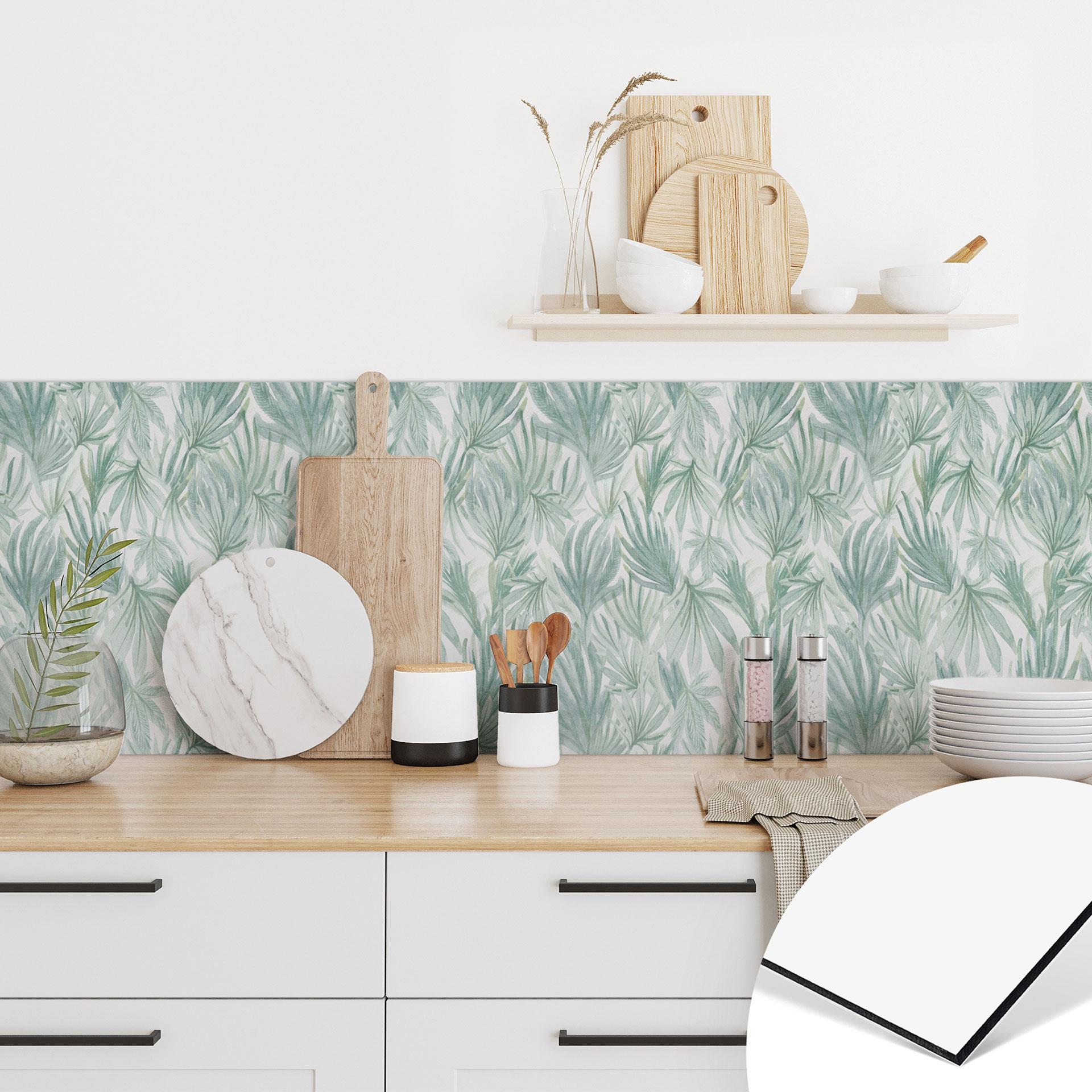 Tropisk stænkplade til køkken med palmeblade i junglen - Bloomery Decor