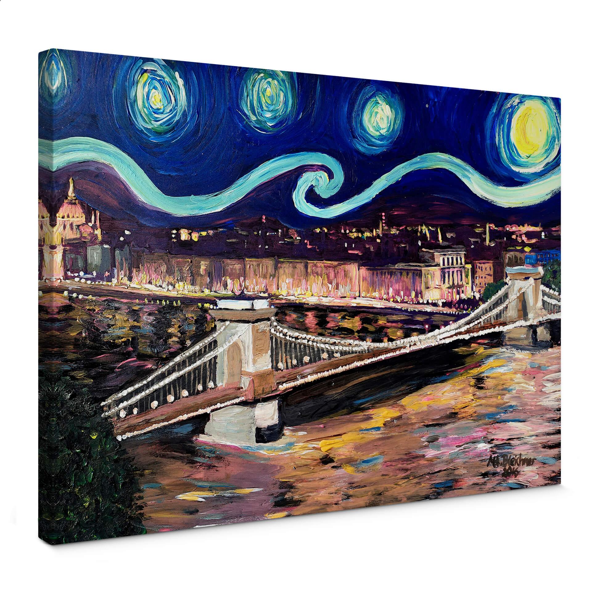 Lienzo Bleichner - Noche estrellada en Budapest