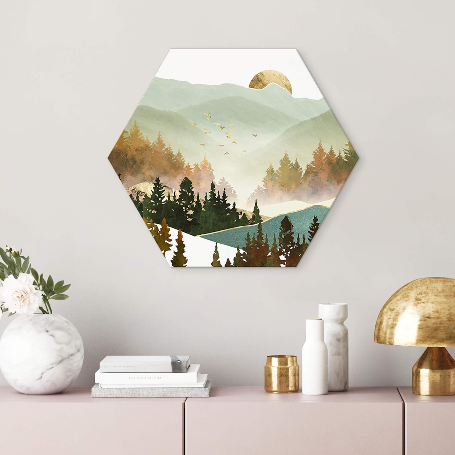 Hexagon Dibond SpaceFrog Designs - Herfstochtend