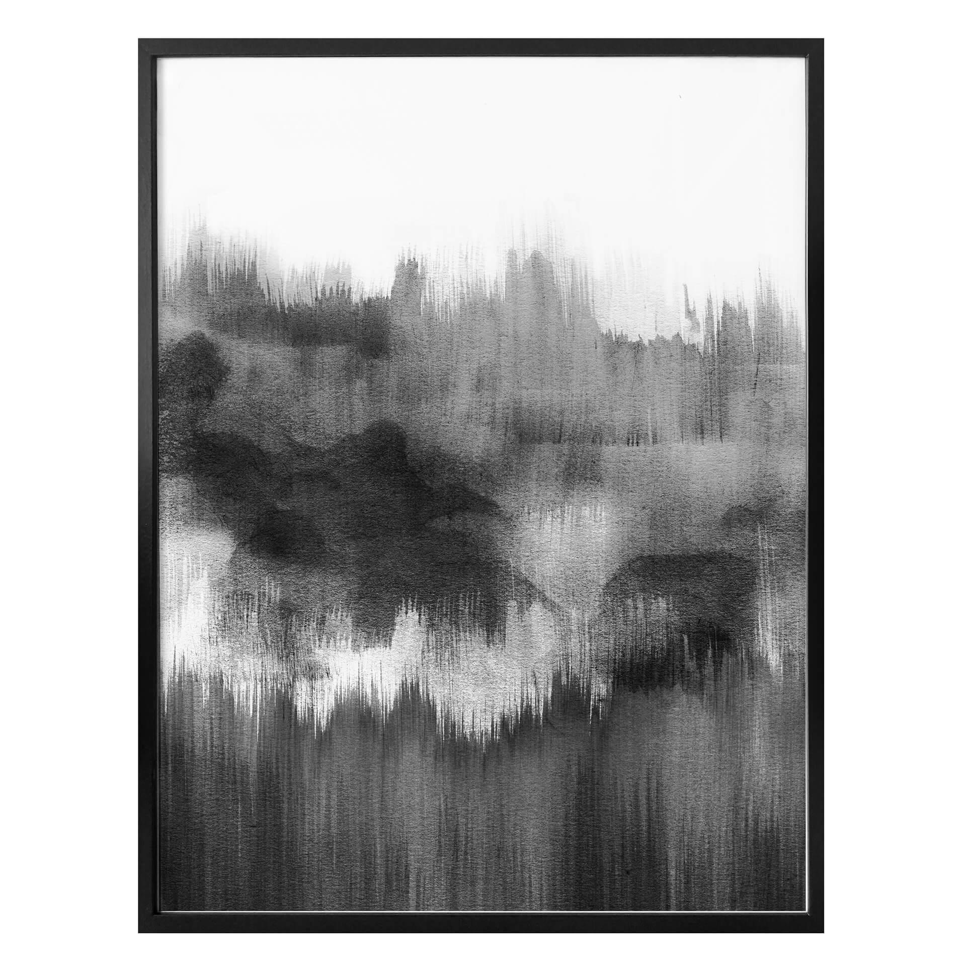 Plakat Nouveauprints - Akvarel penselstrøg (sort)