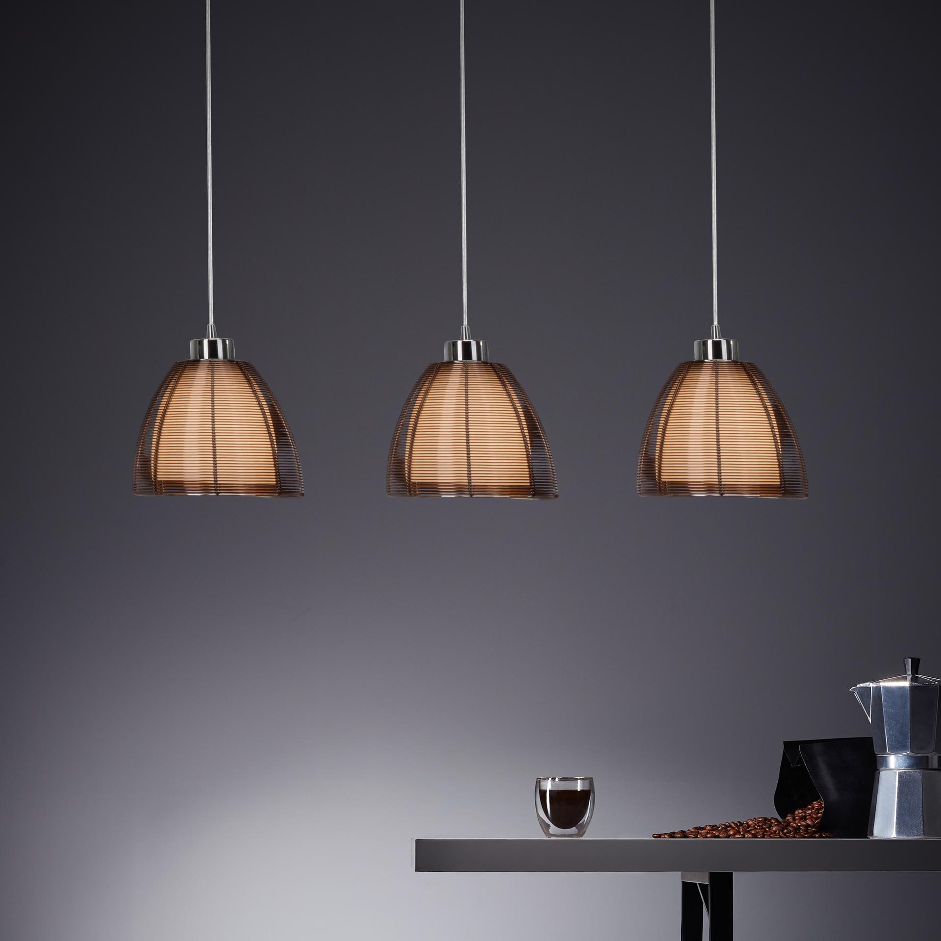 Pendelleuchte Maxime, braun, 121 x 80 cm, Glas Pendellampe, dimmbar