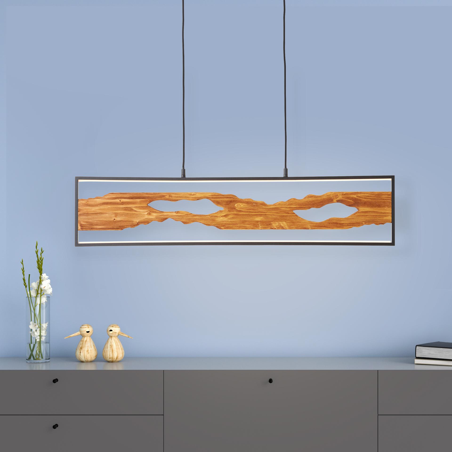 Pendelleuchte Elea, braun, 150 x 100 cm, Holz Pendellampe