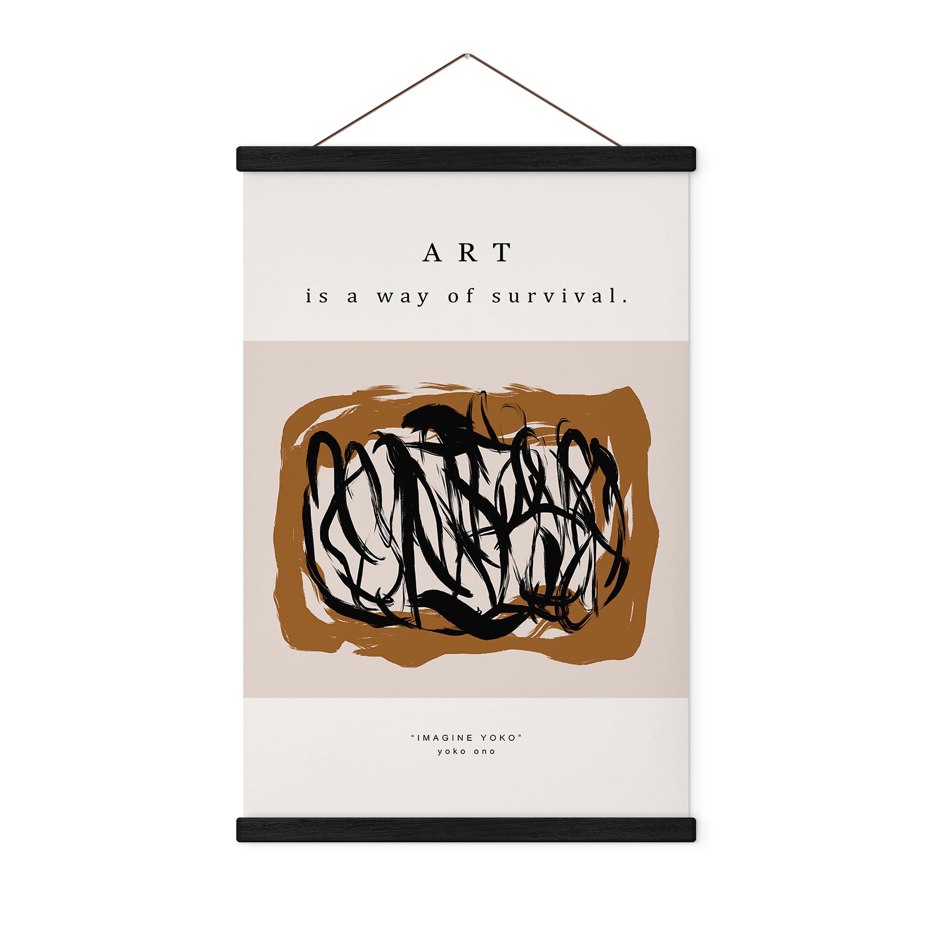 Tekstil plakat Sorte penselstrøg - Imagine Yoko - Treechild