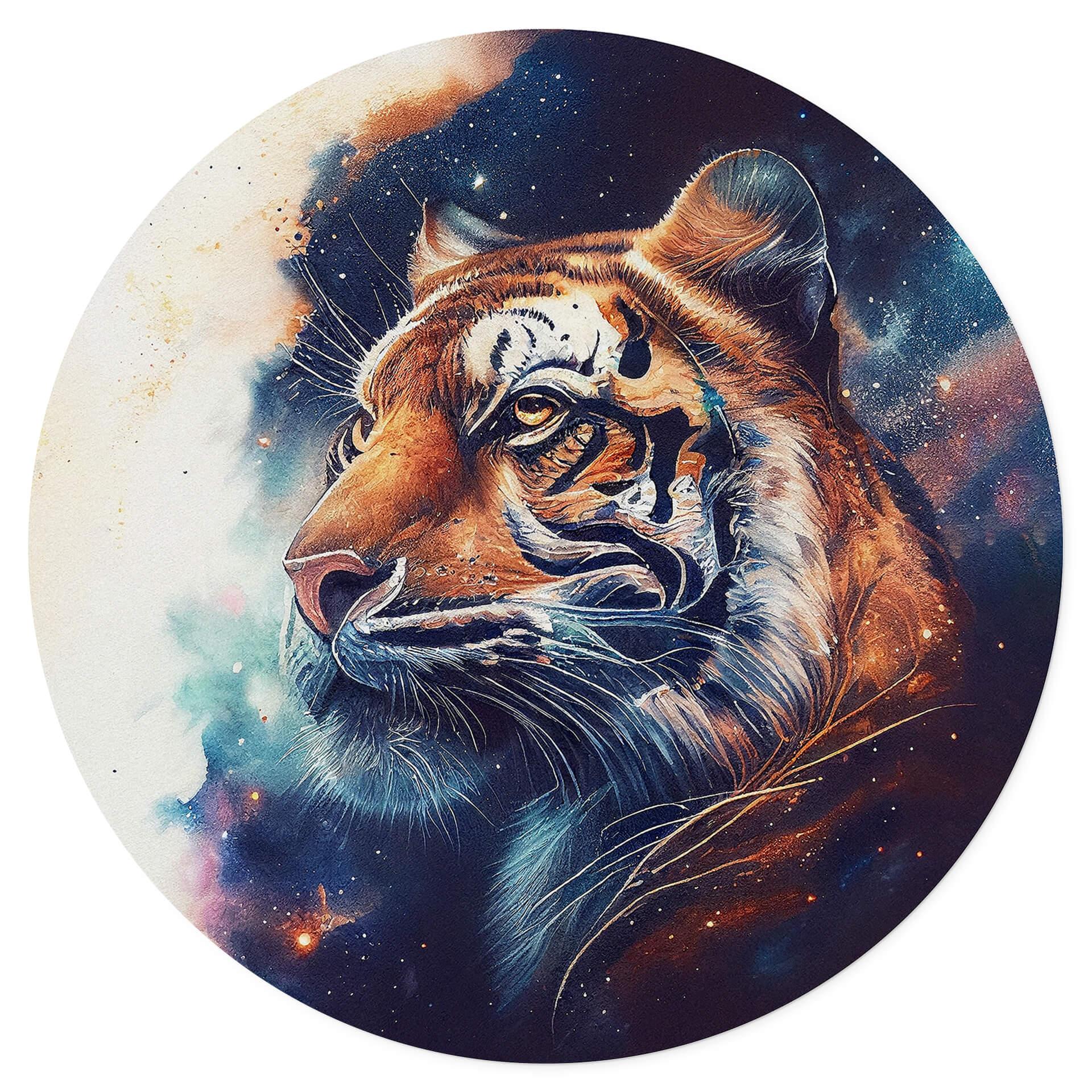 Vinilo decorativo Heine - Tigre en el cielo estrellado - Redondo