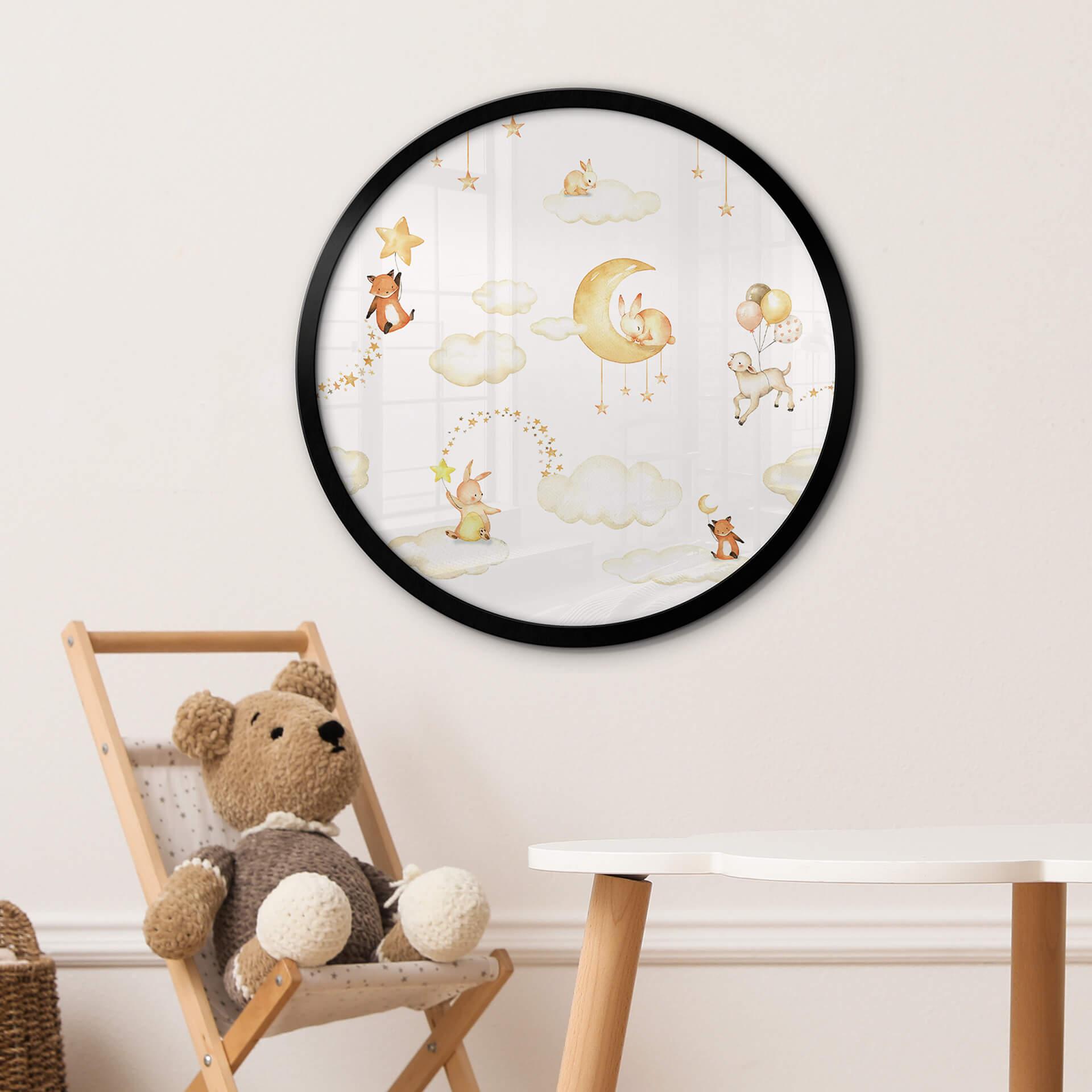 Kinderzimmer Poster Oliver Robins - Süße Träume weiß - Rund