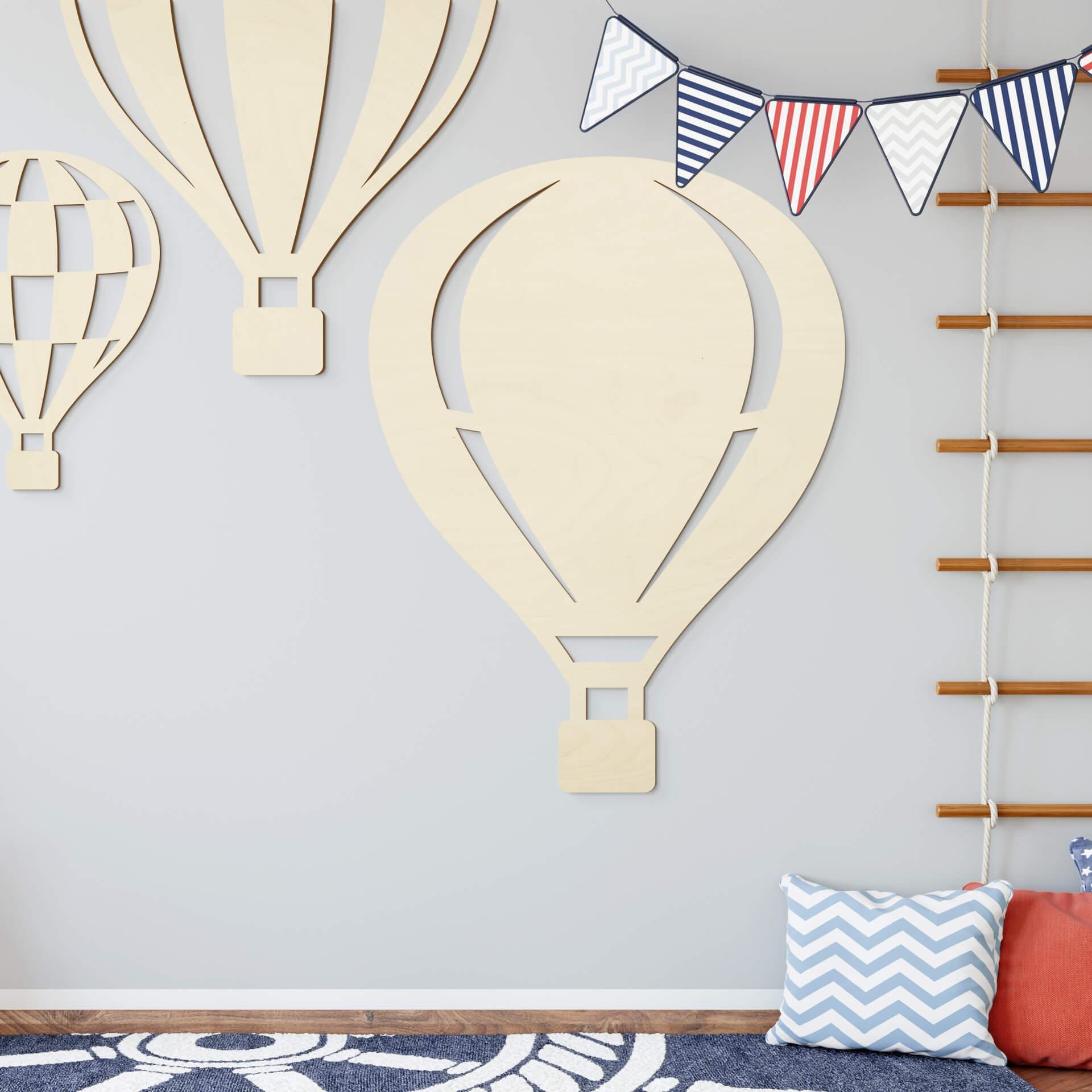 Decoración en madera de álamo - globo aerostático