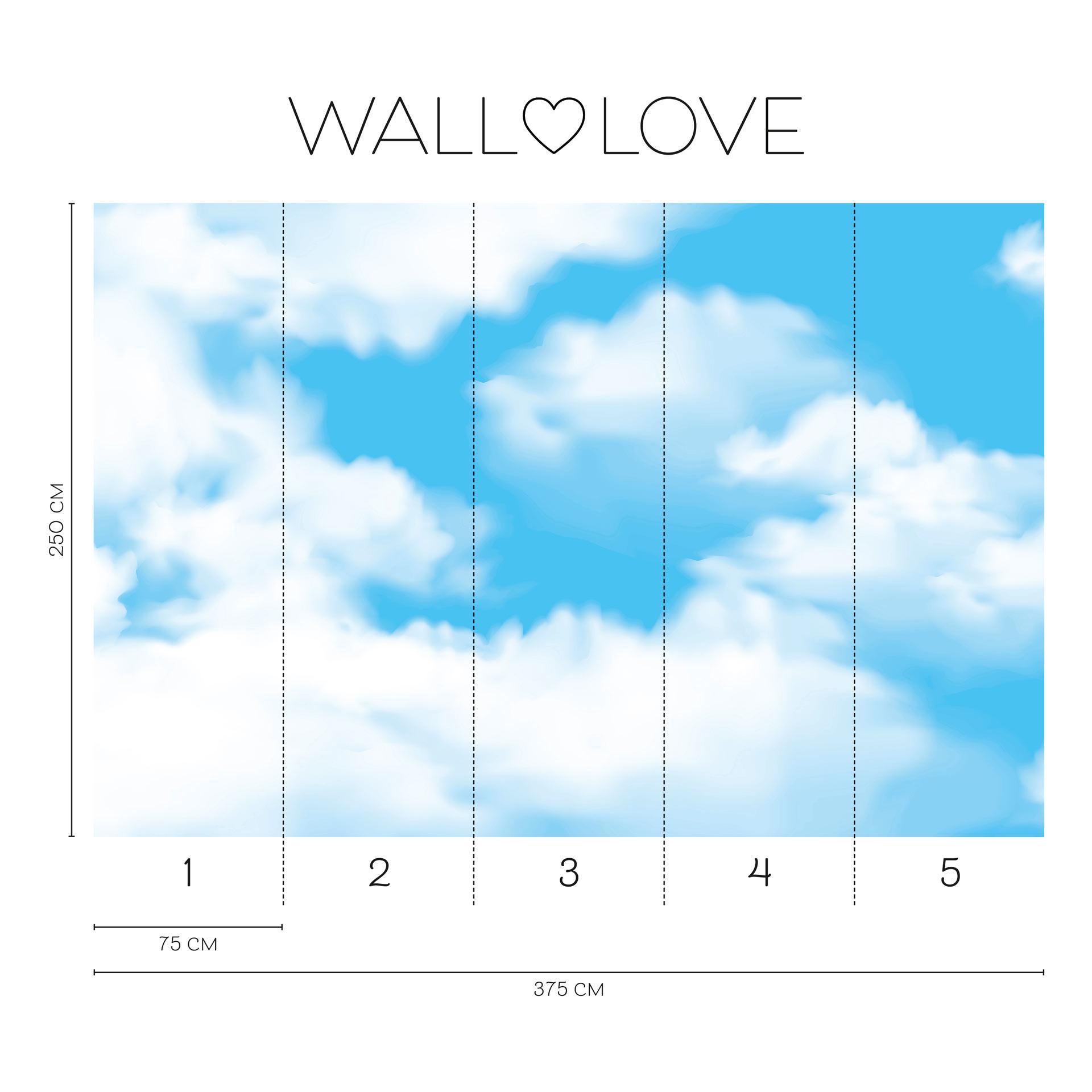 Fotobehang wolken blauw wit - Vliesbehang 3,75 m x 2,50 m vriendelijk helder