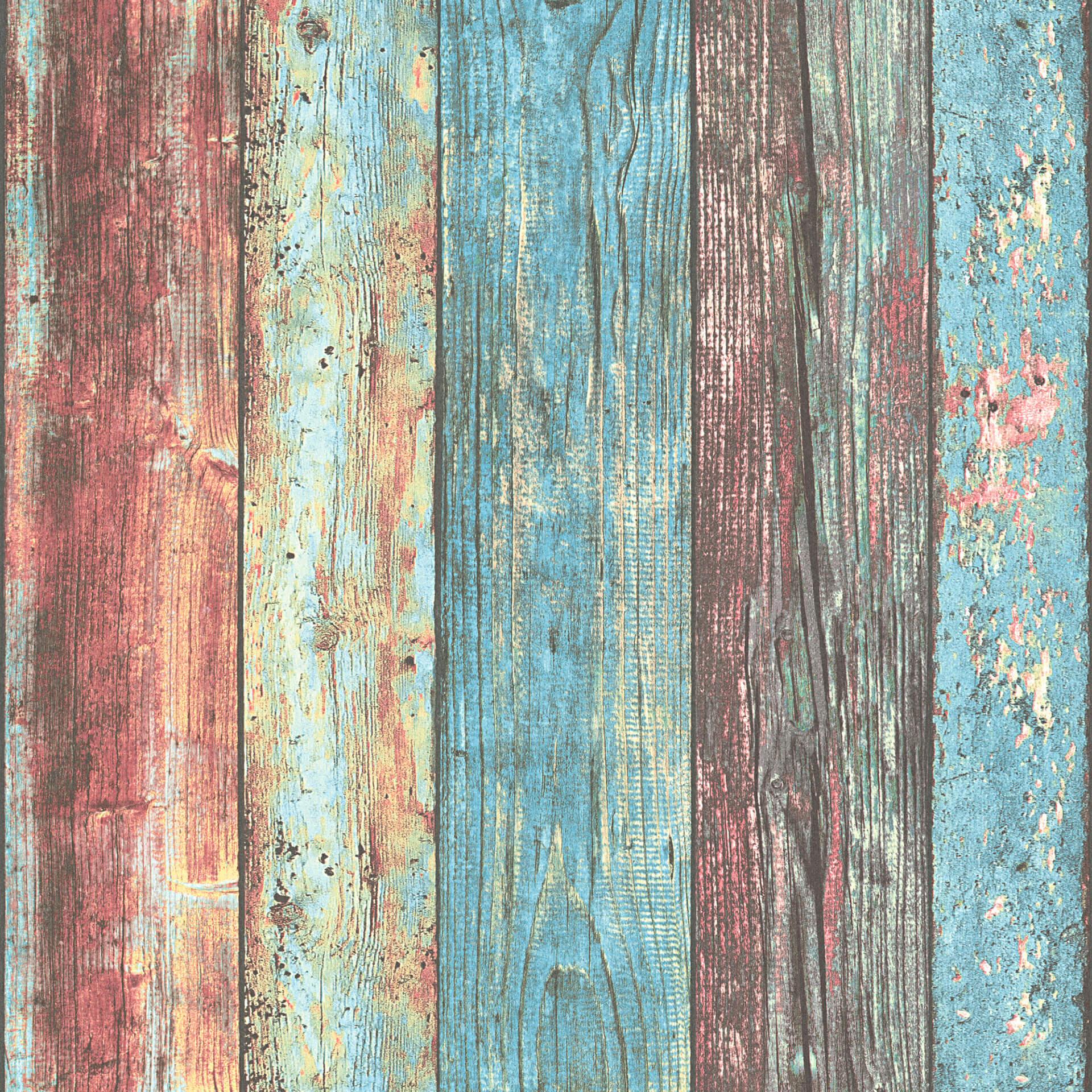A.S. Création behang Best of Wood`n Stone 2nd Edition blauw, meerkleurig rood