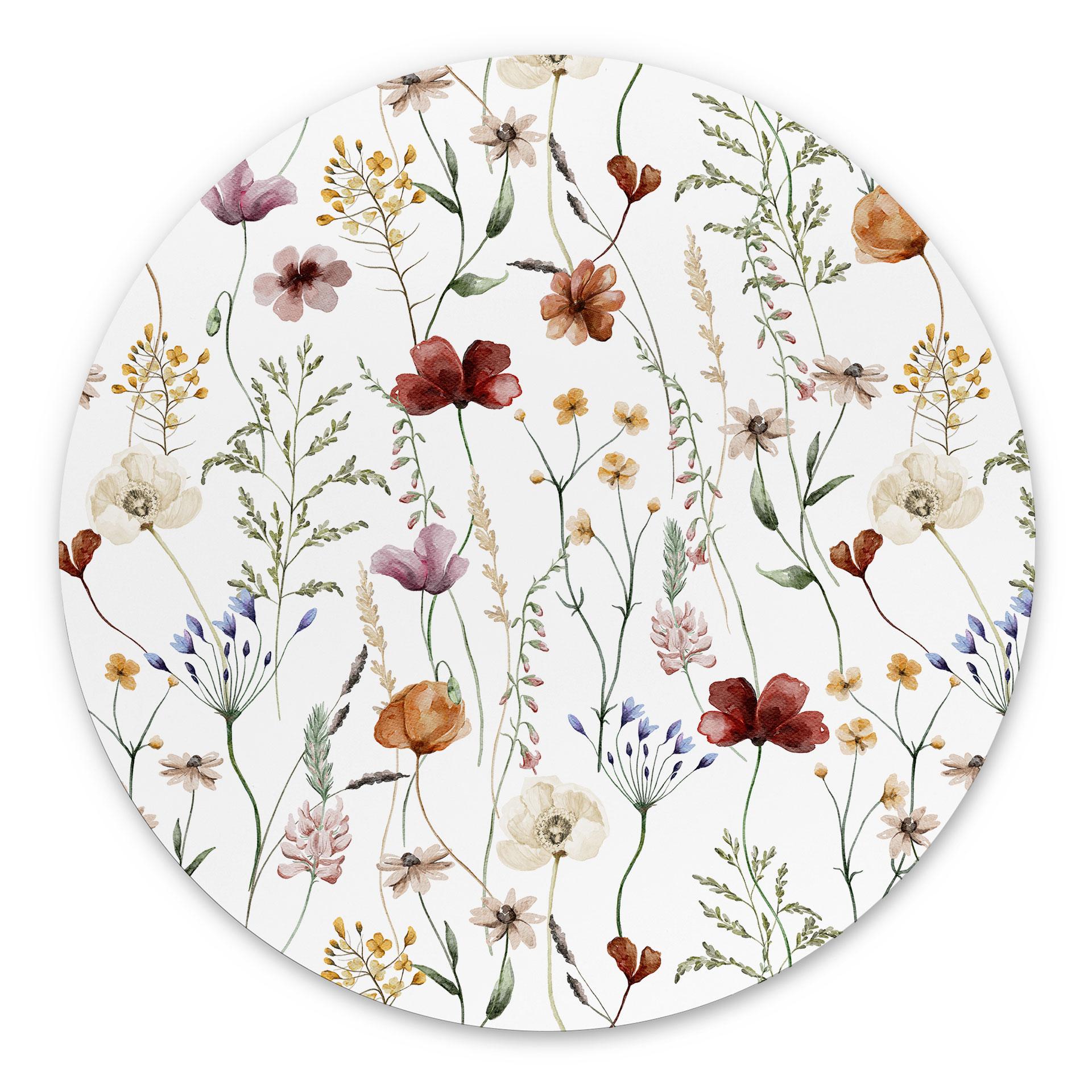 Dibond vægdekoration Farverige vilde blomster - UN Designs – print på aluminium (Alu-Dibond)