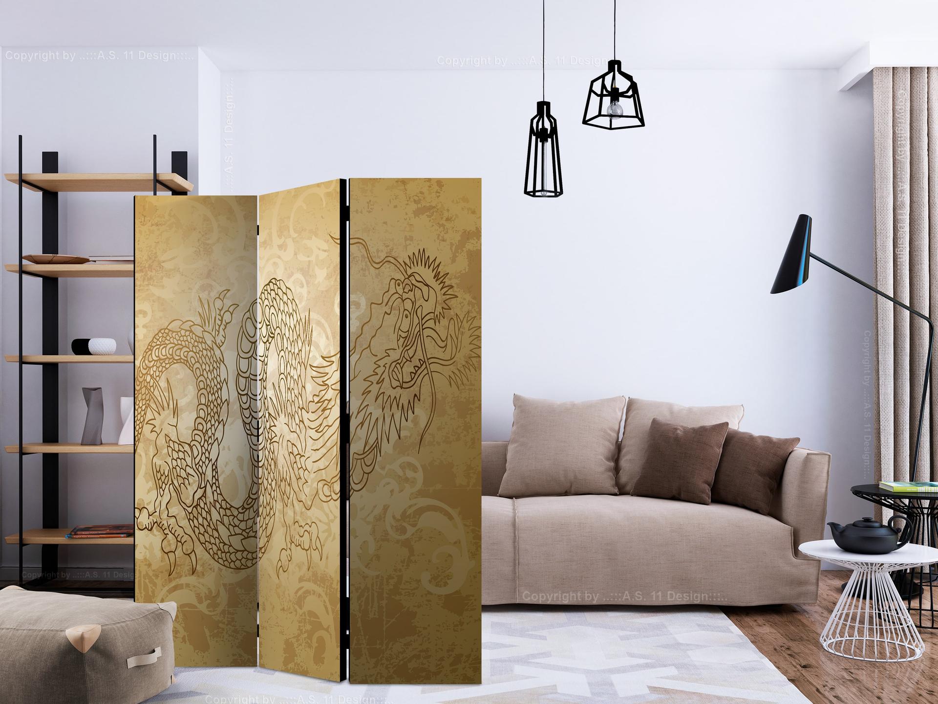 Paravento - Drago misterioso, 3 pezzi - 135x172 cm