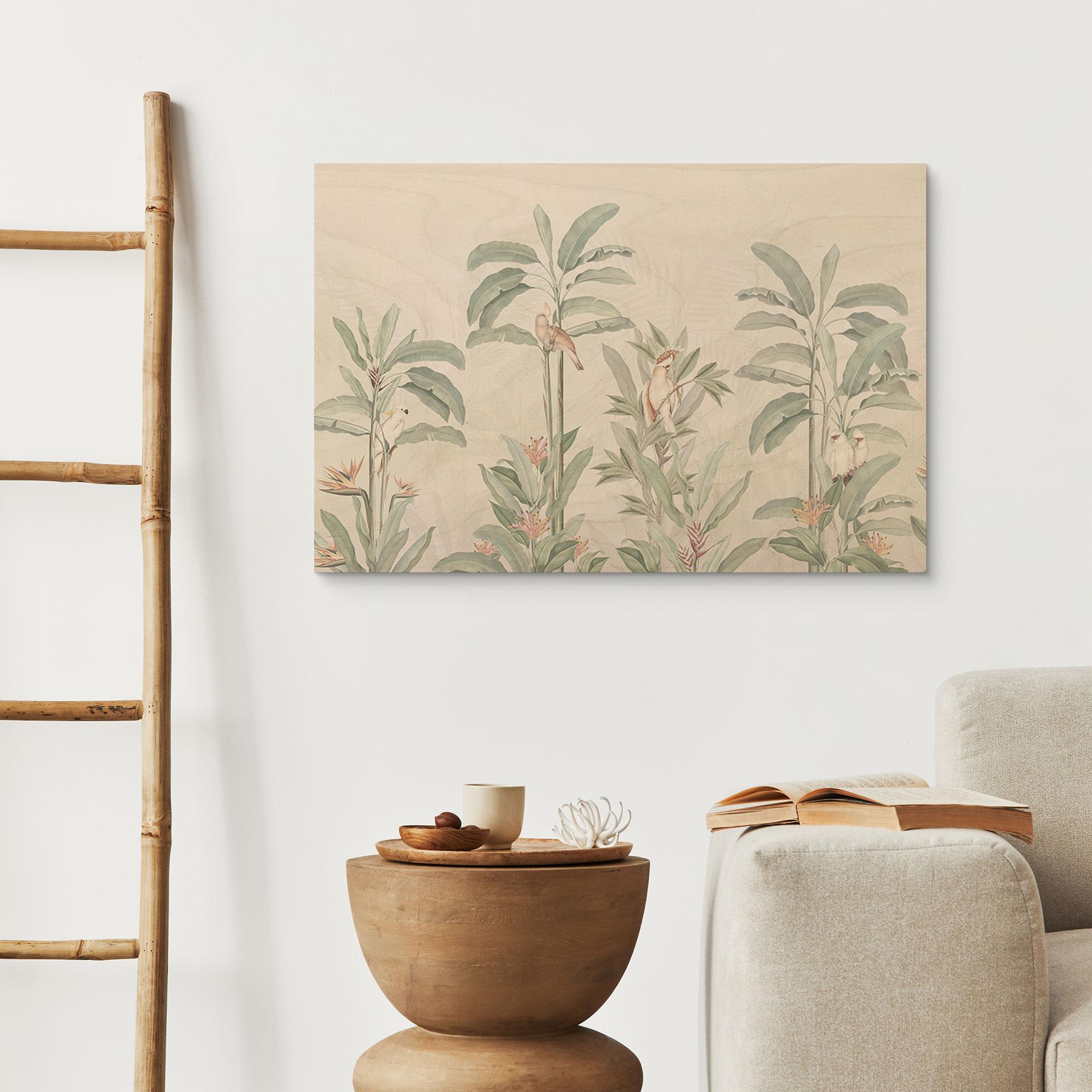 Billede af træ tropisk skov med kakaduer - Bloomery Decor
