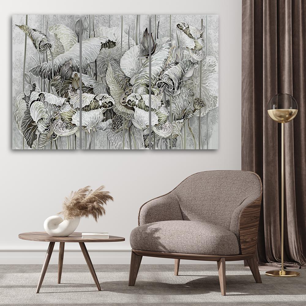 3 stykke lærredstryk, Saint Lotus-blomster