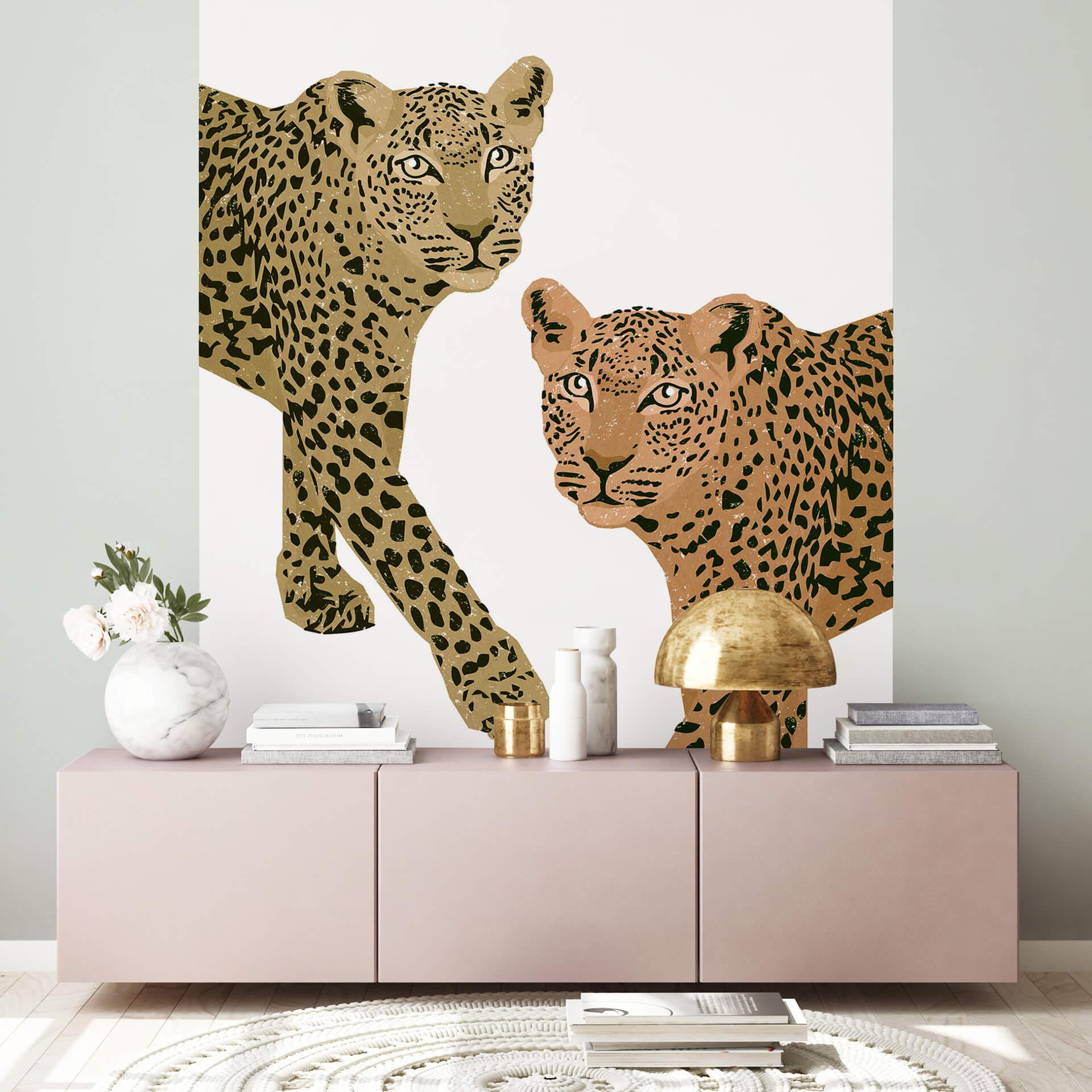 Fototapet Goed Blauw - Leoparderne