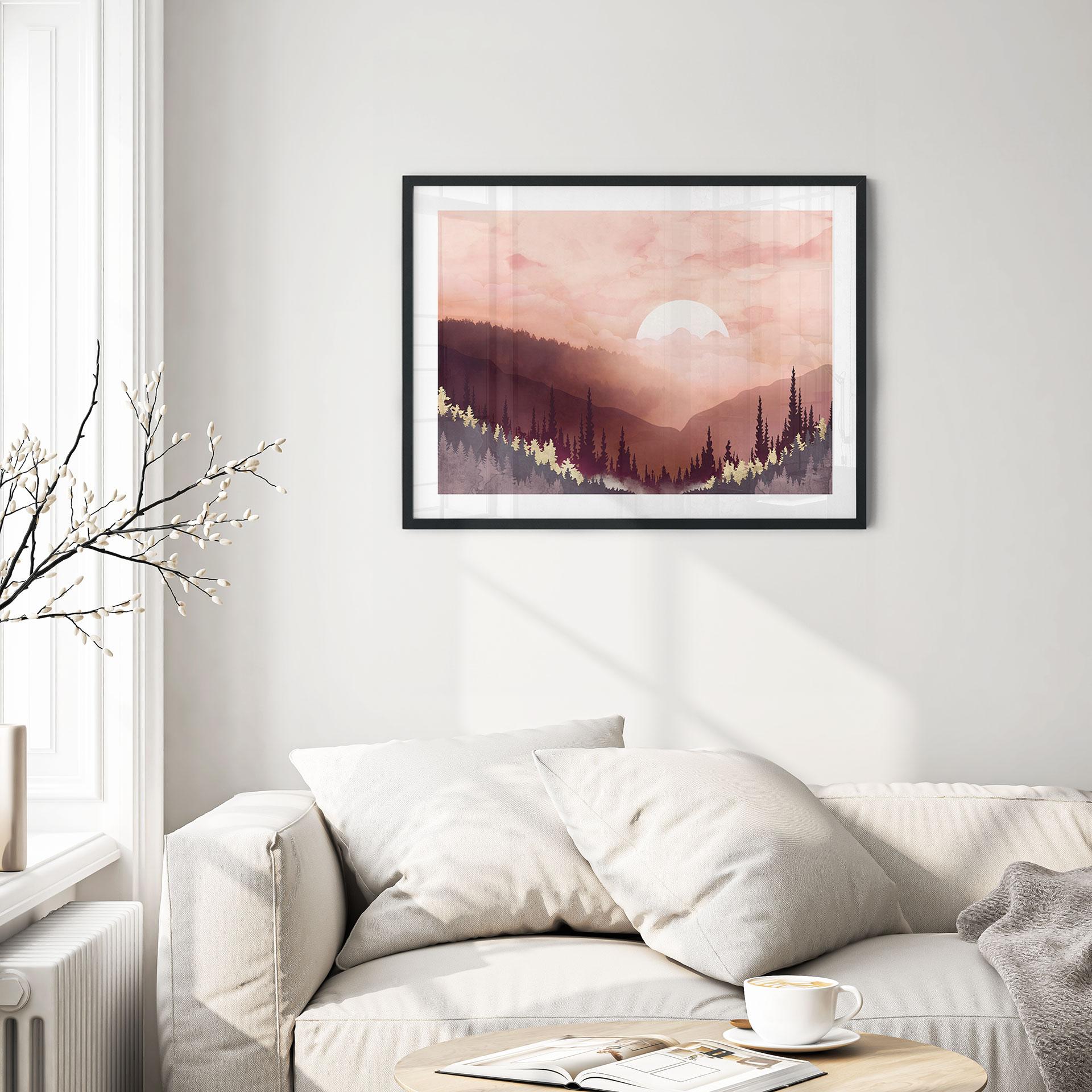 Plakat Lyserød solnedgang over skoven - SpaceFrog Designs