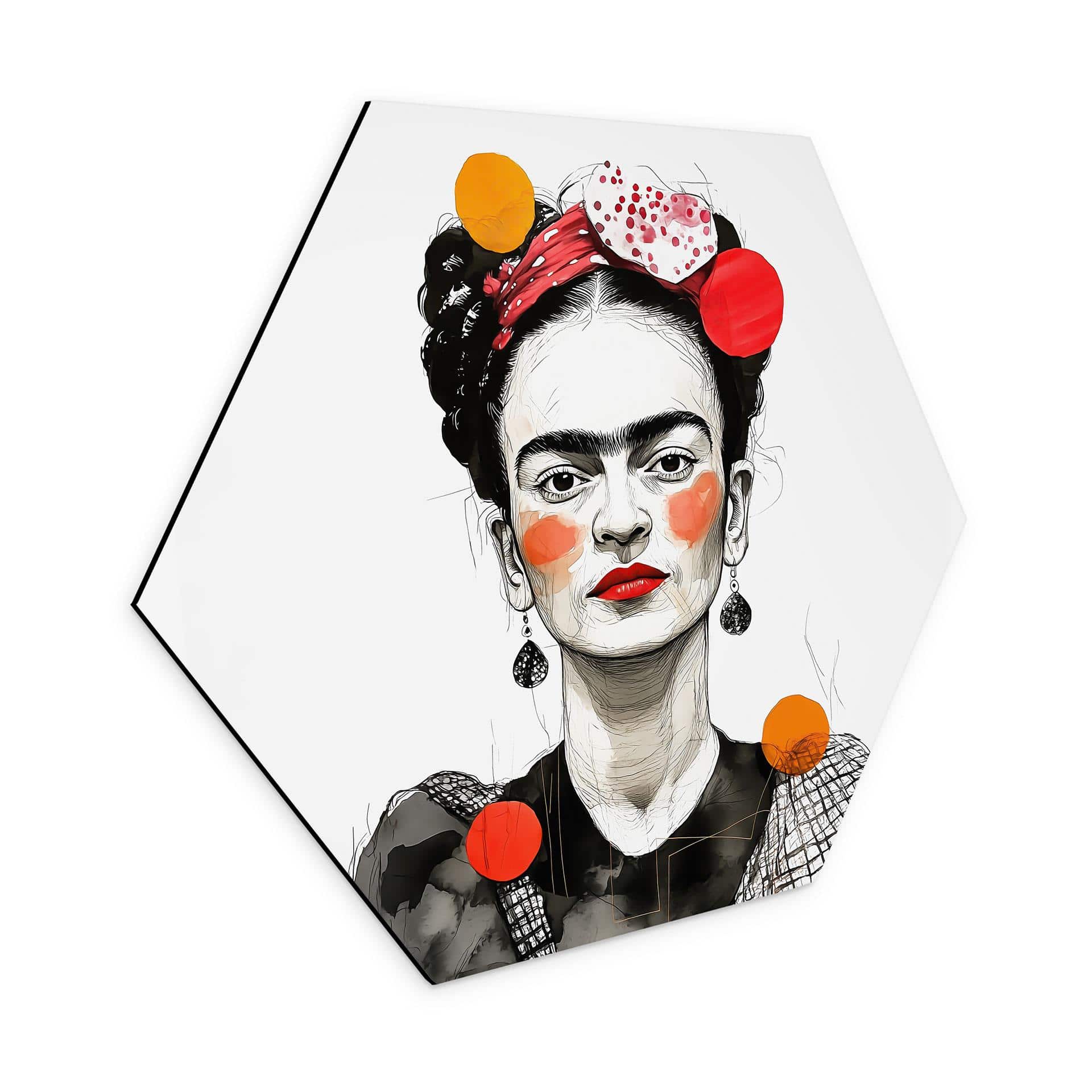 Wanddecoratie Frida Kahlo pop-art portret - Jaszke - aluminium dibond