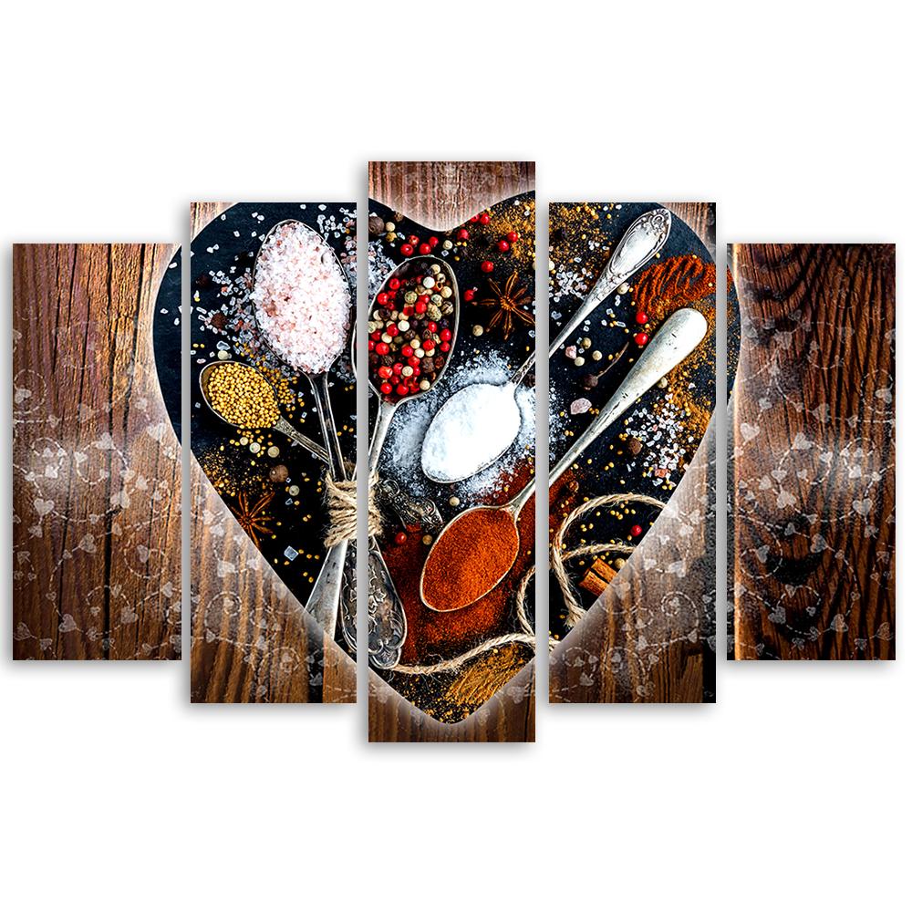 5-delige canvasprint, kruidenhart